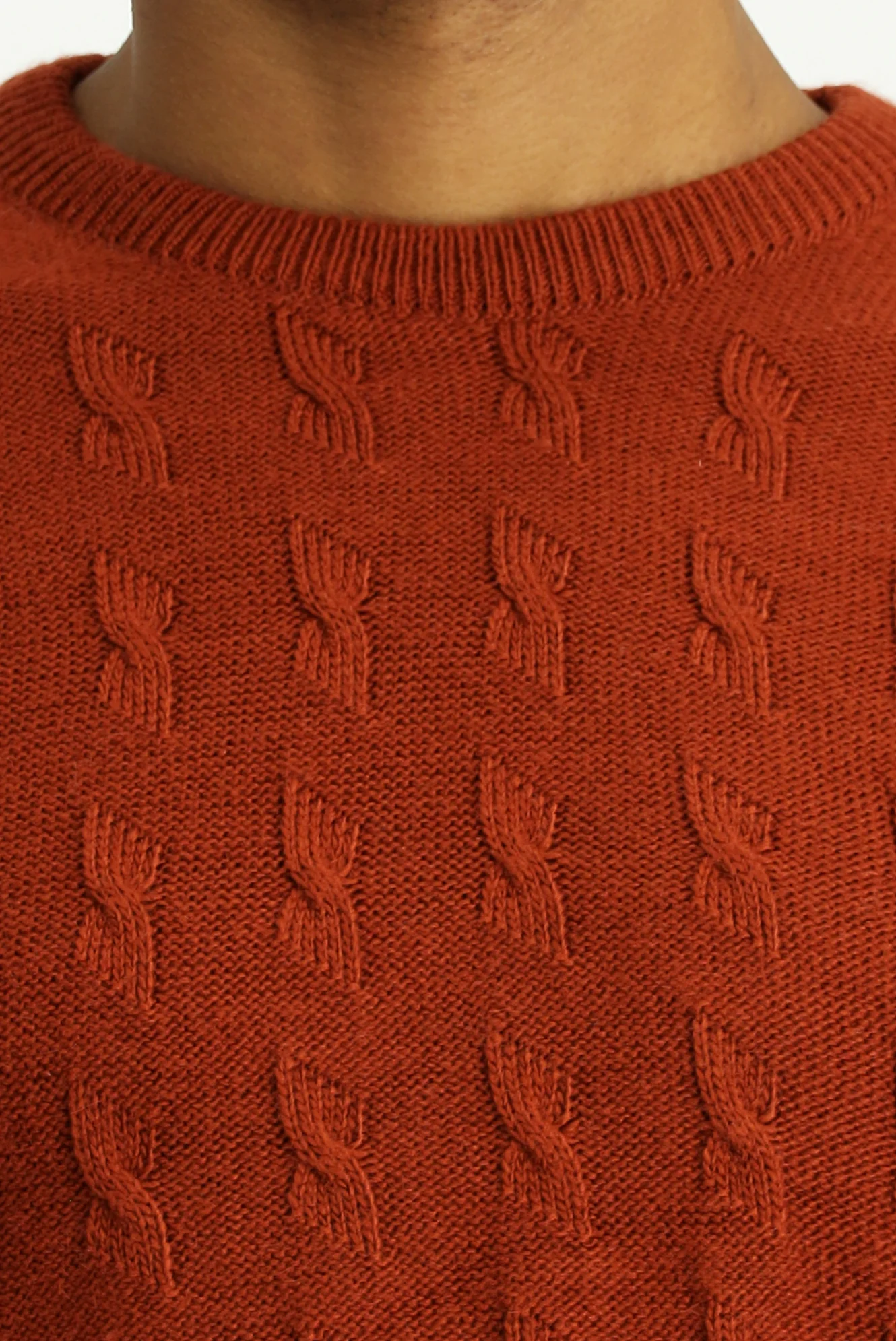 Kiremit Bisiklet Yaka Regular Fit Desenli Triko Kazak - Image 5