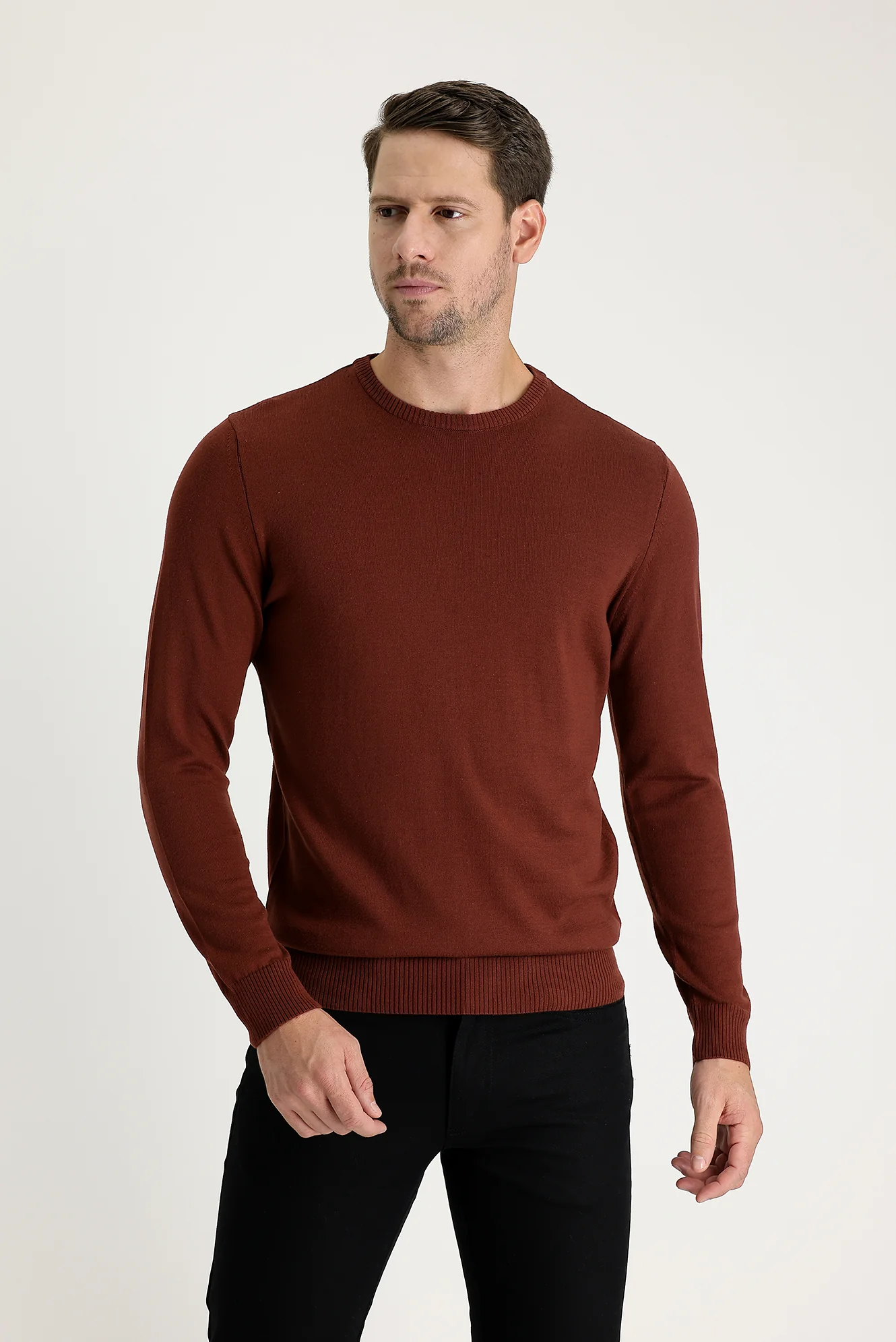 Kiremit Bisiklet Yaka Regular Fit Triko Kazak - Image 2