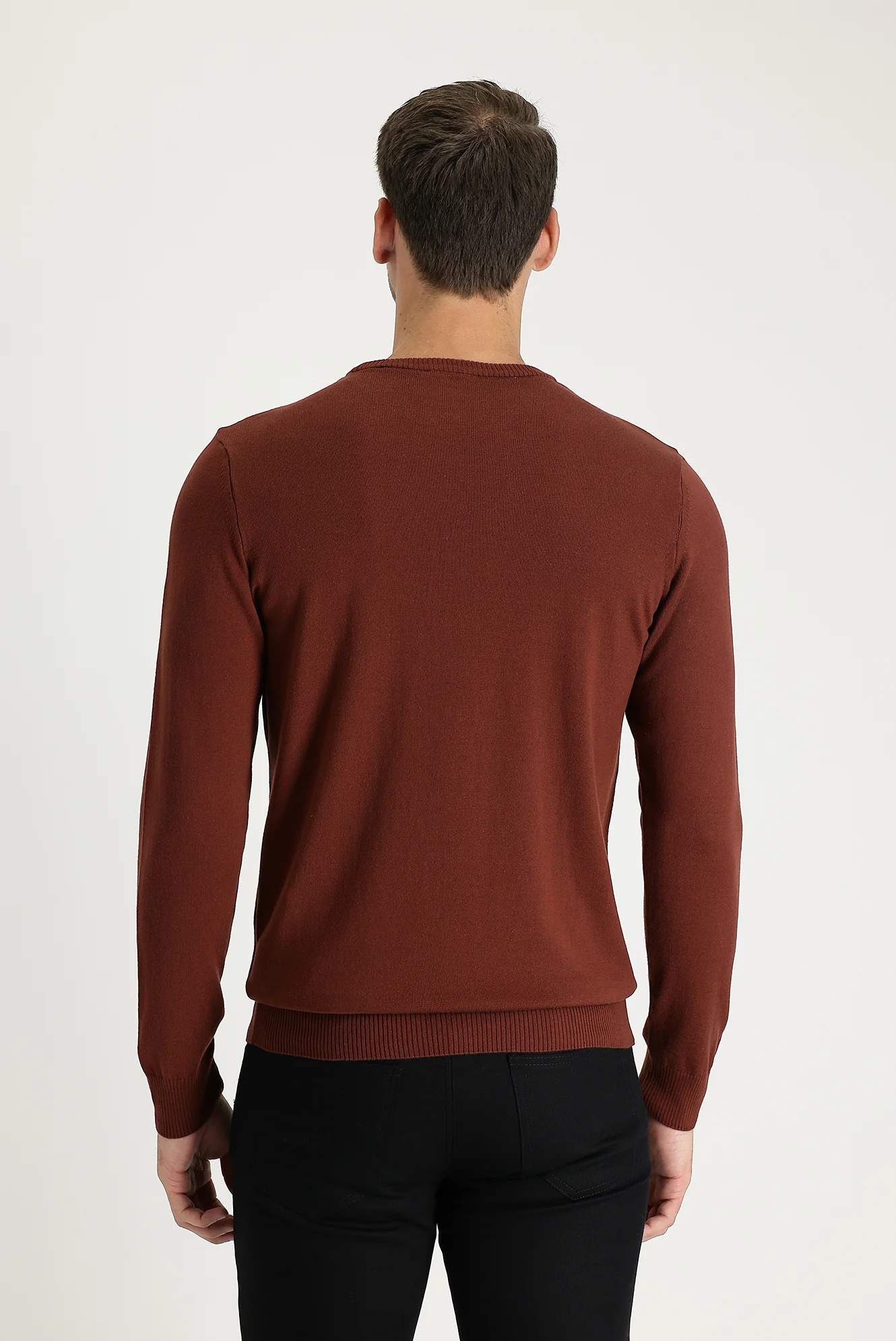 Kiremit Bisiklet Yaka Regular Fit Triko Kazak - Image 3