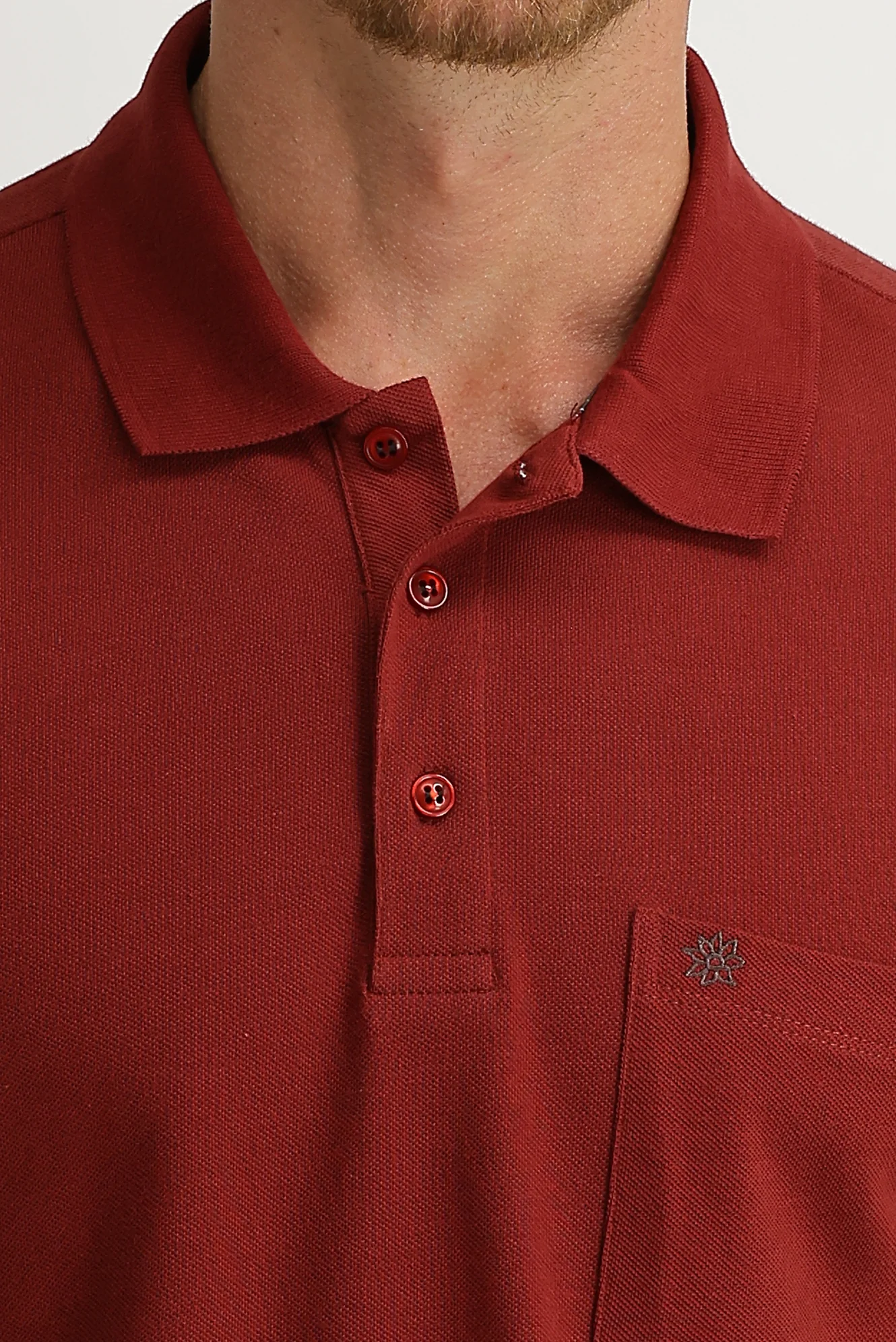 Kiremit Cepli Polo Yaka Regular Fit Nakışlı Pamuk Tişört - Image 3