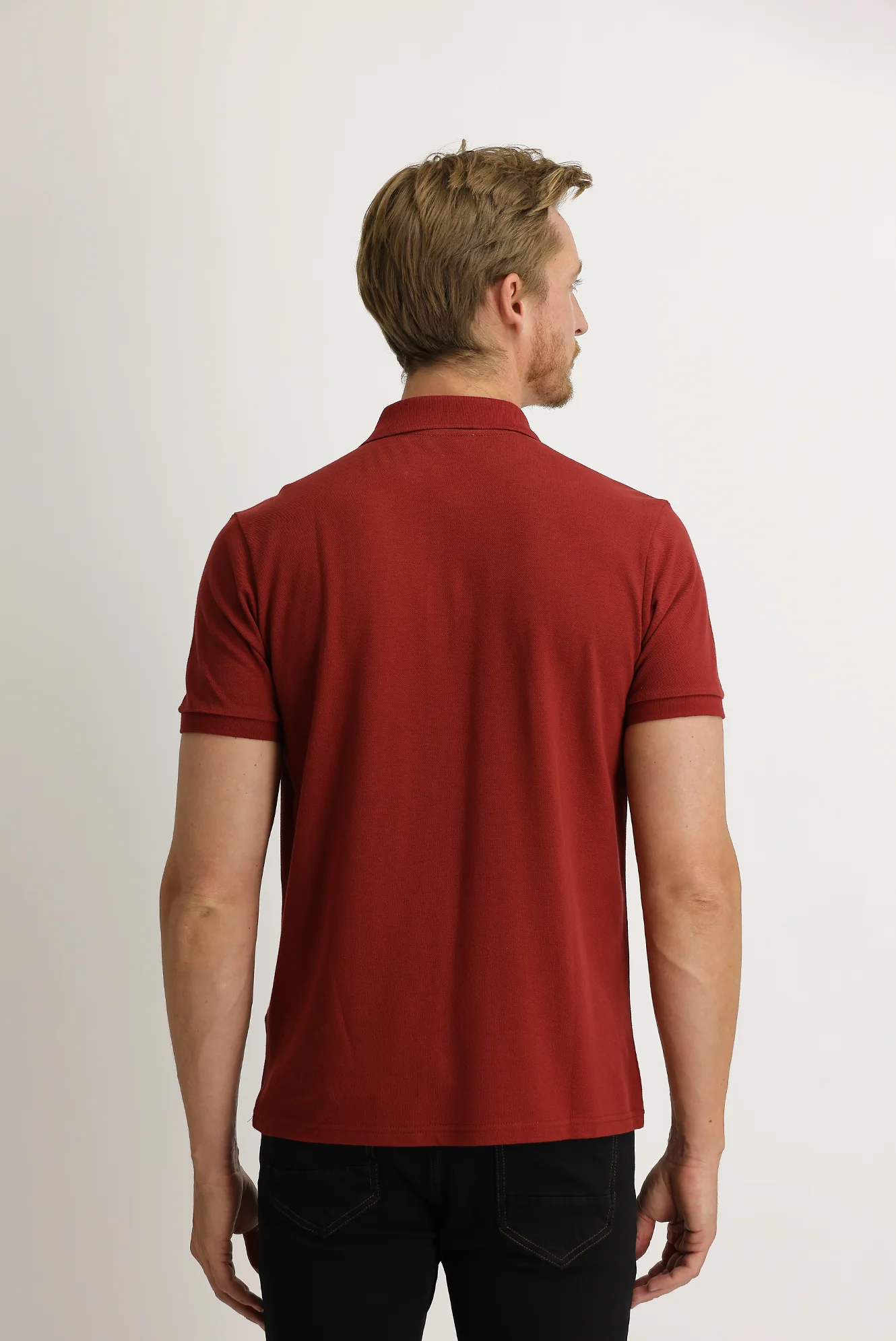 Kiremit Cepli Polo Yaka Regular Fit Nakışlı Pamuk Tişört - Image 4