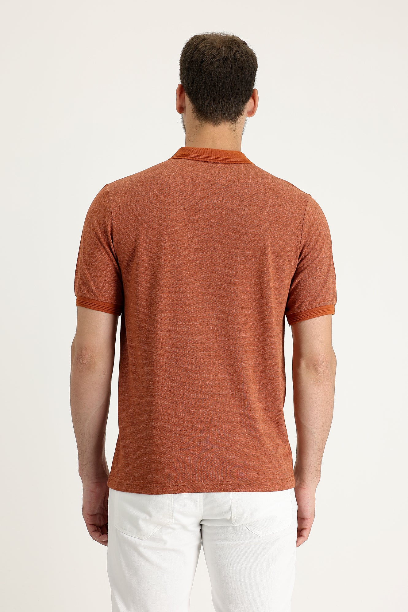 Kiremit Polo Yaka Regular Fit Desenli Tişört - Image 3