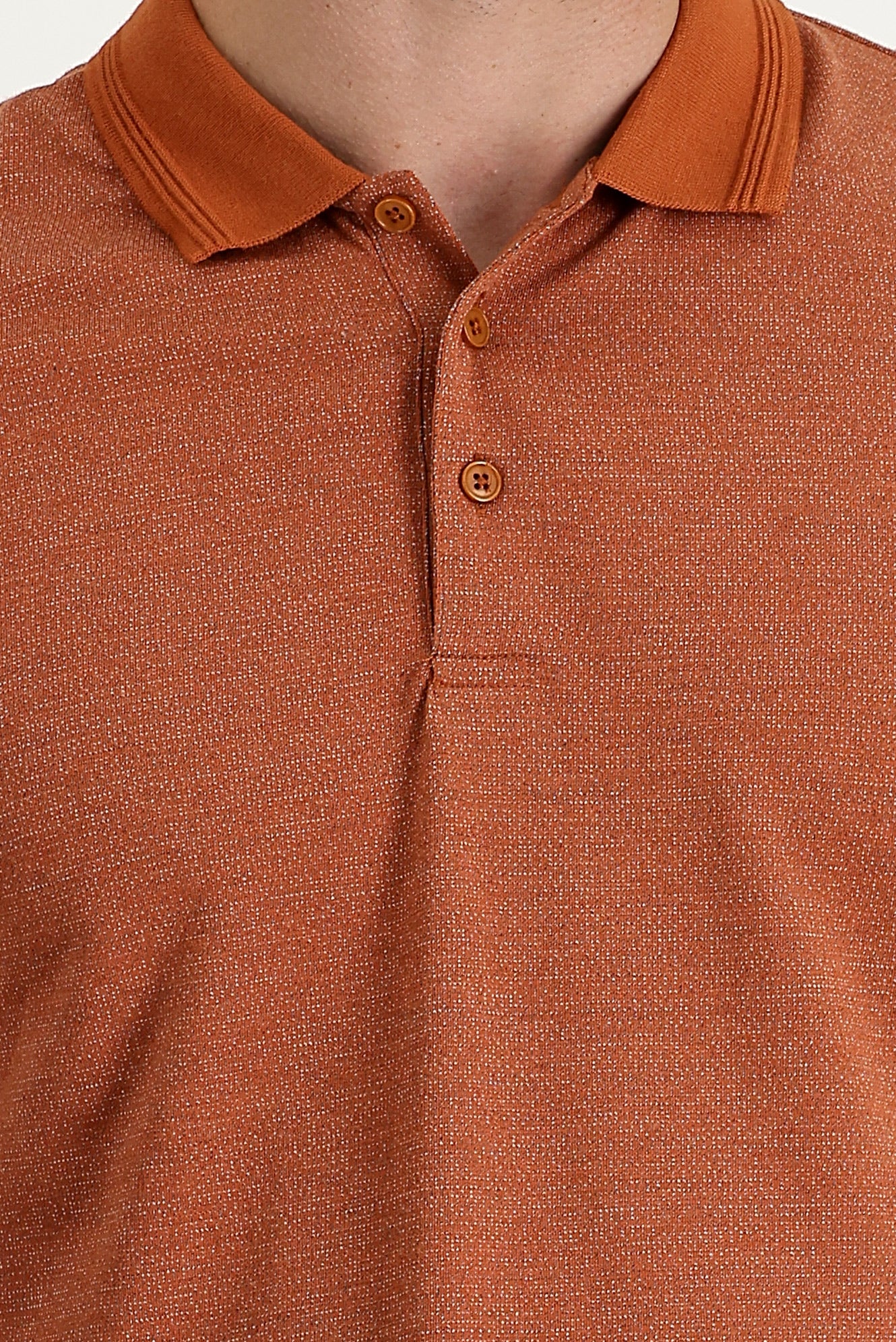 Kiremit Polo Yaka Regular Fit Desenli Tişört - Image 4