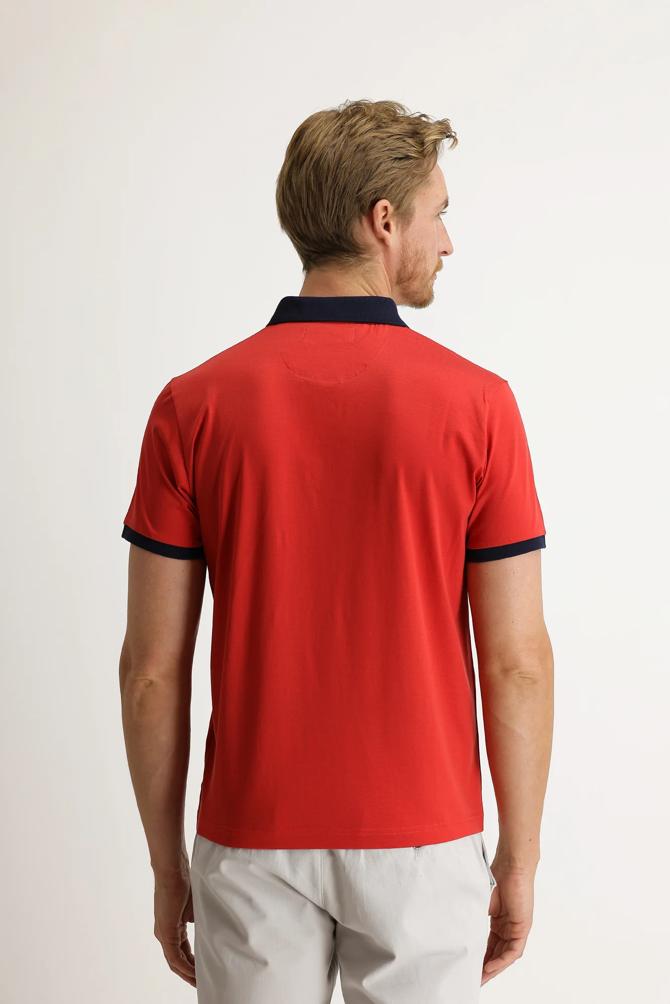 Kiremit Polo Yaka Slim Fit Dar Kesim Desenli Tişört - Image 4