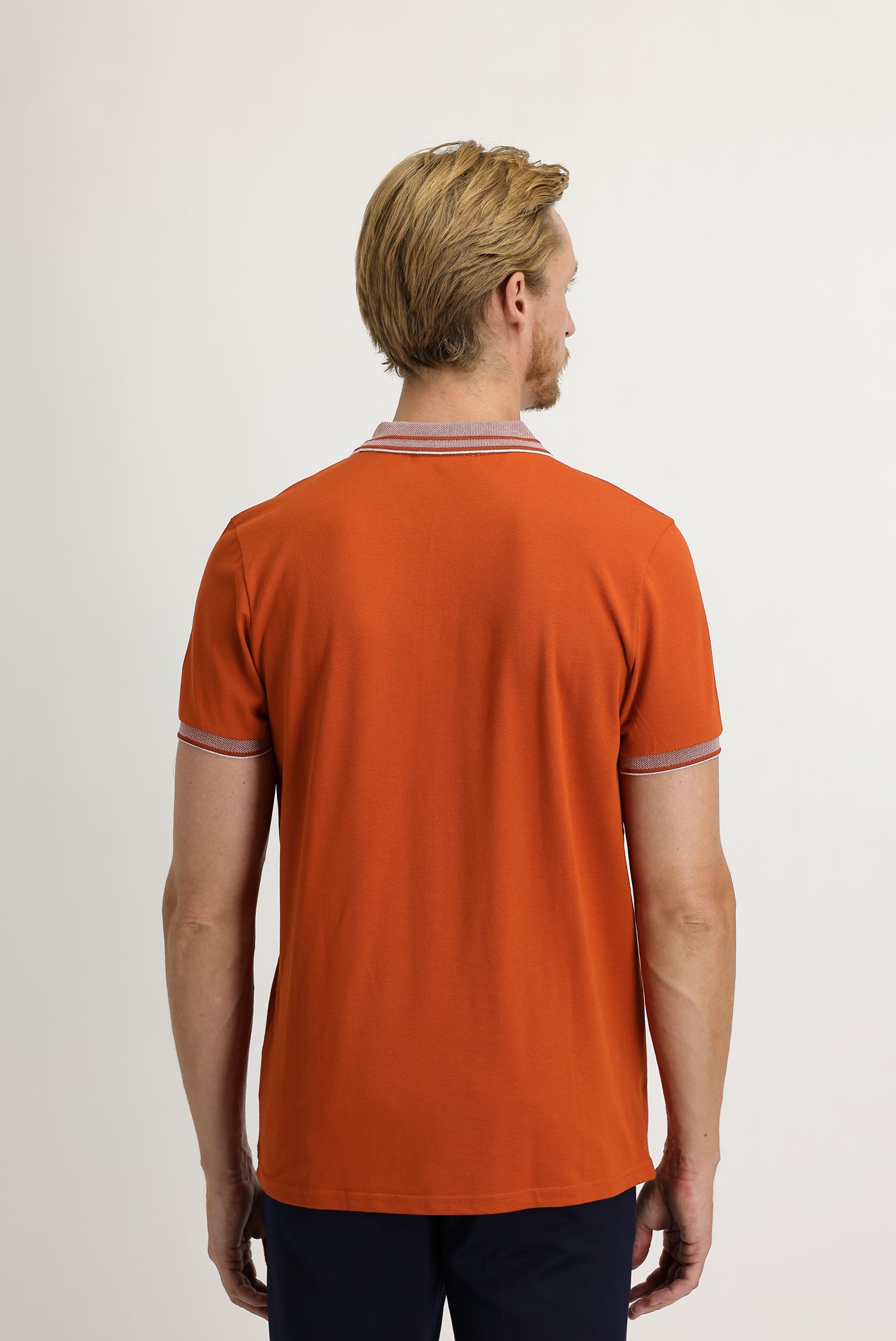 Kiremit Polo Yaka Slim Fit Dar Kesim Pamuk Tişört - Image 4