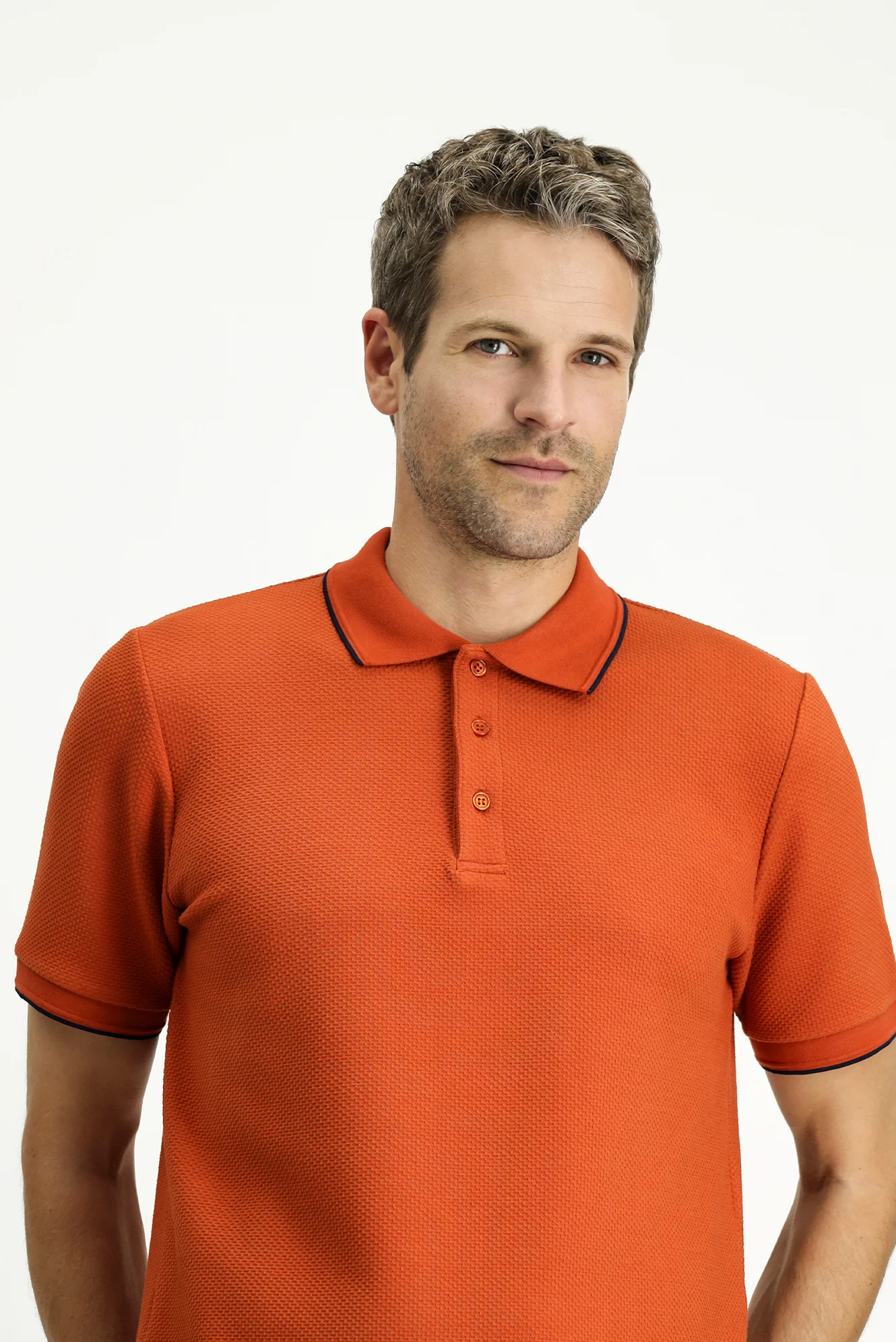 Kiremit Regular Fit Desenli Likralı Polo Yaka Tişört - Image 3