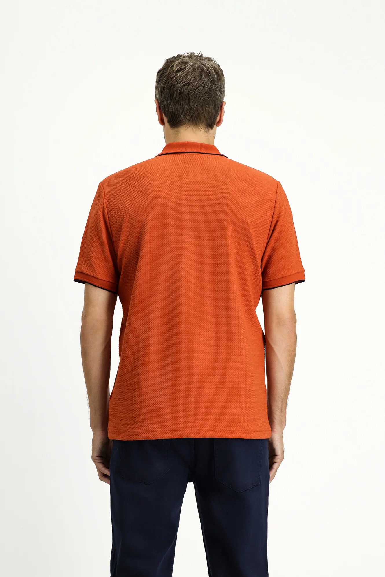 Kiremit Regular Fit Desenli Likralı Polo Yaka Tişört - Image 4
