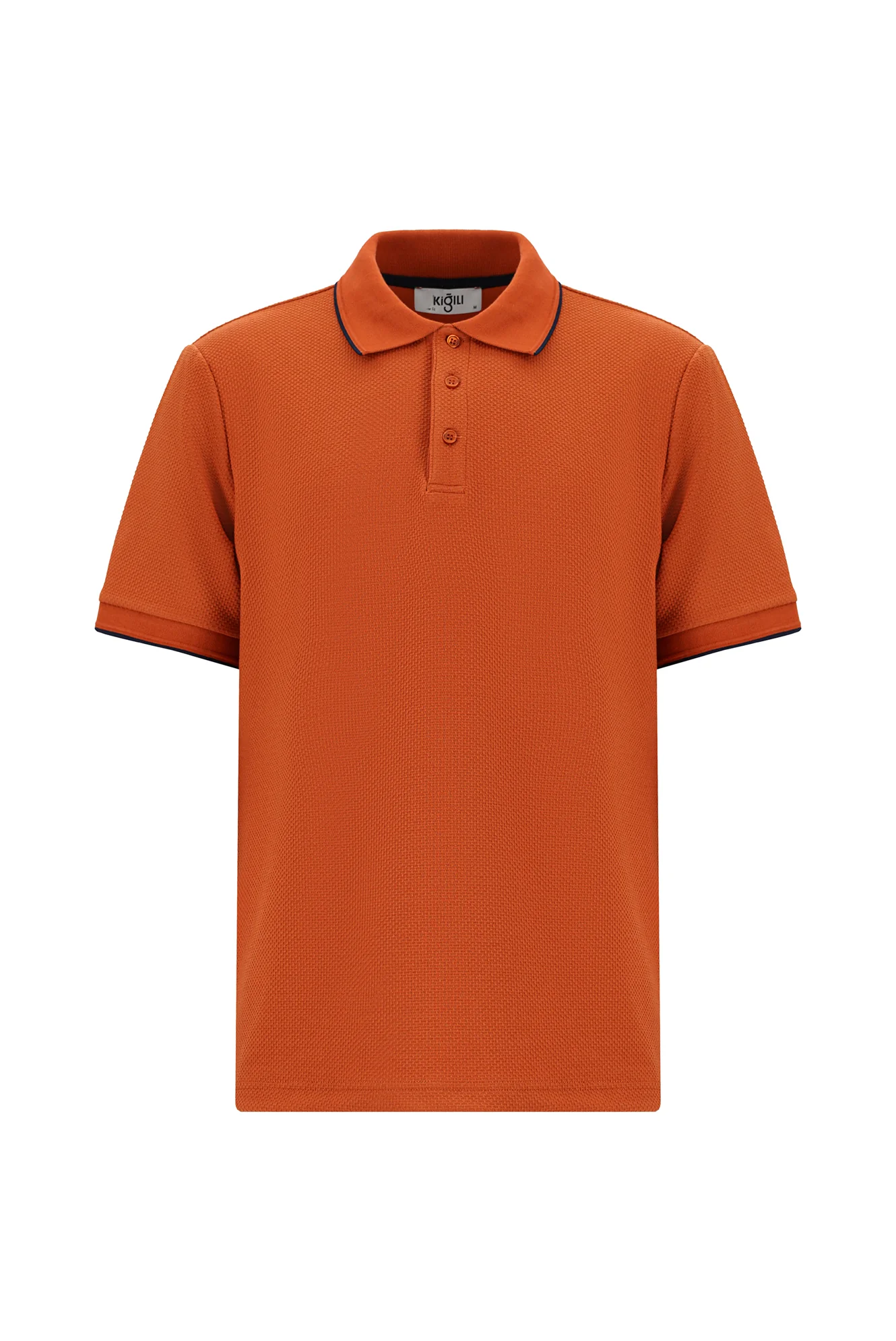 Kiremit Regular Fit Desenli Likralı Polo Yaka Tişört - Image 7
