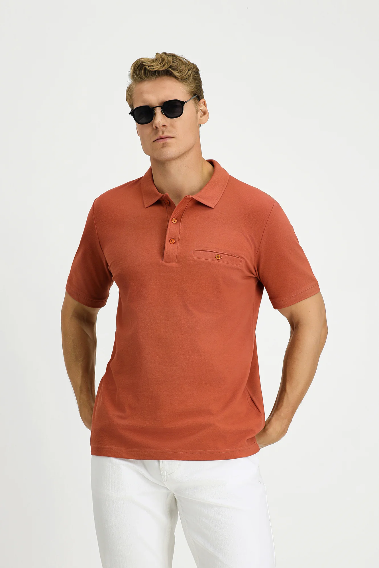 Kiremit Regular Fit Pamuk Cepli Polo Yaka Tişört - Image 3