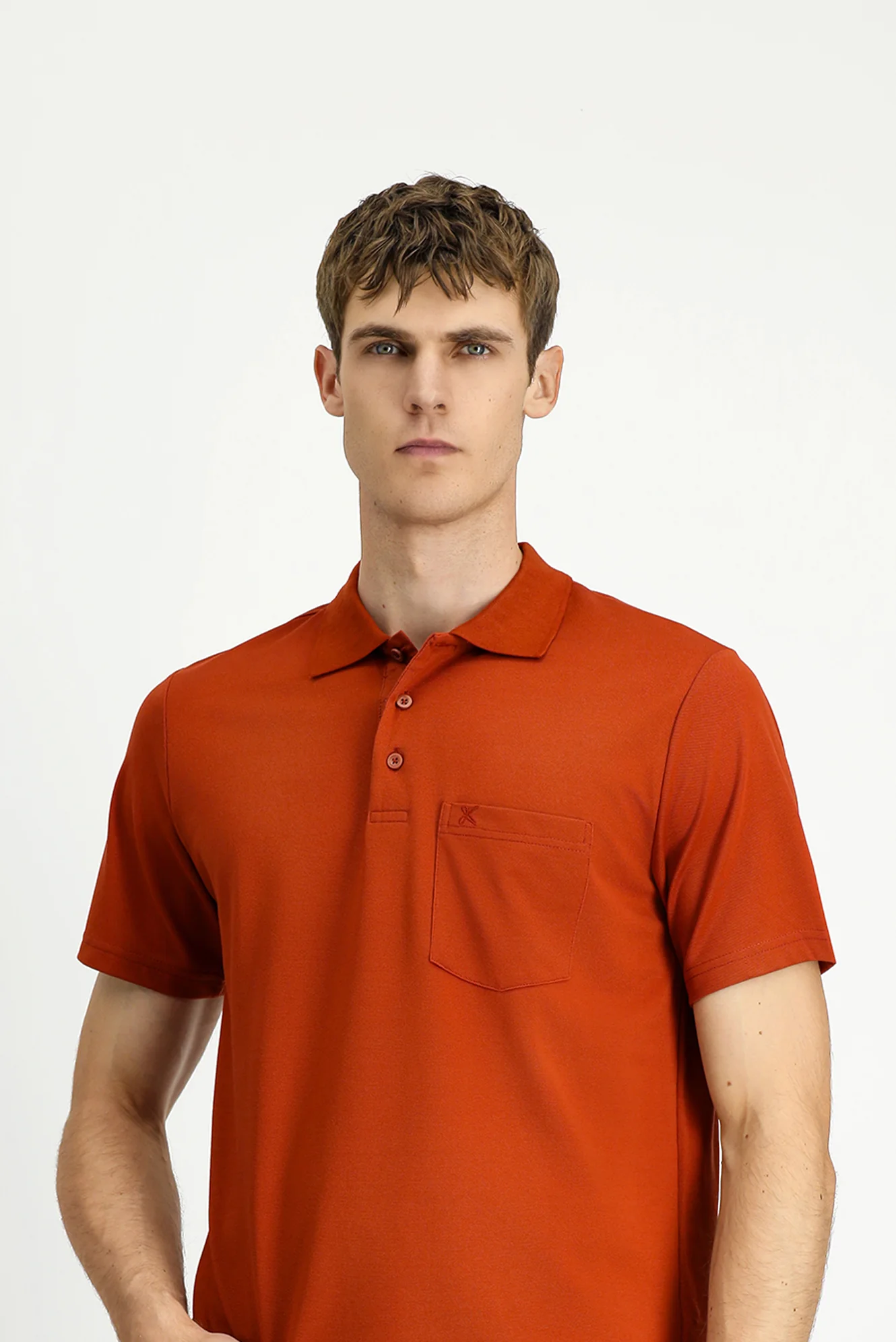 Kiremit Regular Fit Pamuklu Nakışlı Cepli Polo Yaka Tişört - Image 4