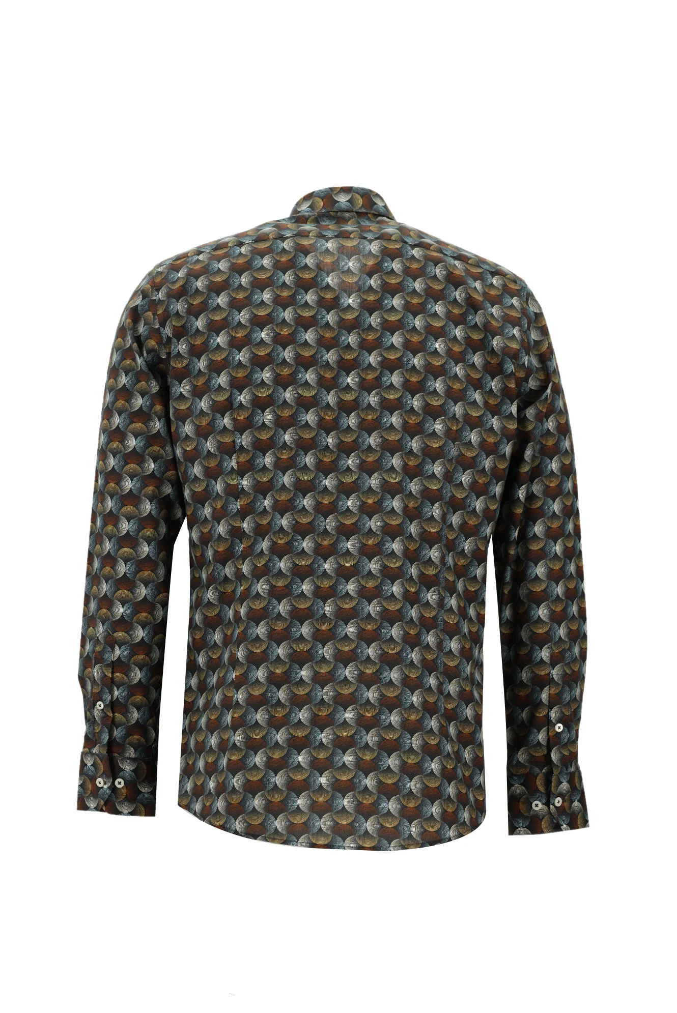 Kiremit Uzun Kol Baskılı Slim Fit Dar Kesim Pamuk Gömlek - Image 3