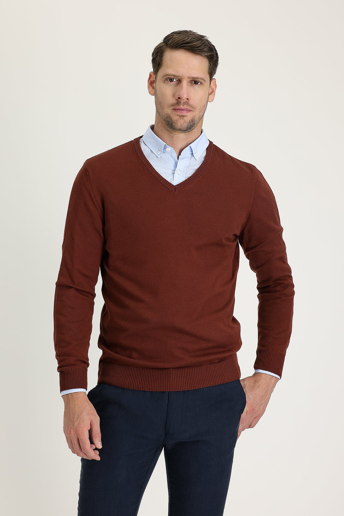 Kiremit V Yaka Regular Fit Triko Kazak