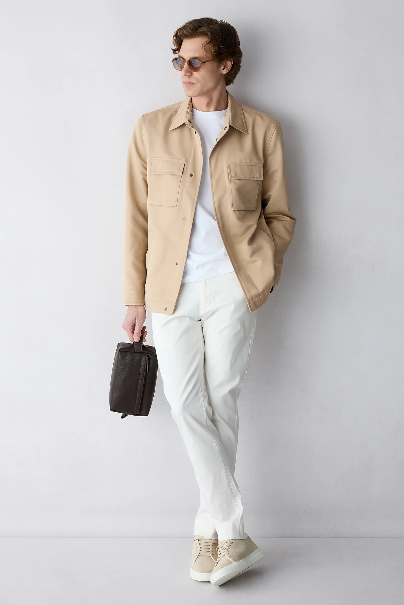 Kırık Beyaz Slim Fit Dar Kesim Lyocell Karışımlı Yan Cepli Kanvas / Chino Pantolon - Image 2