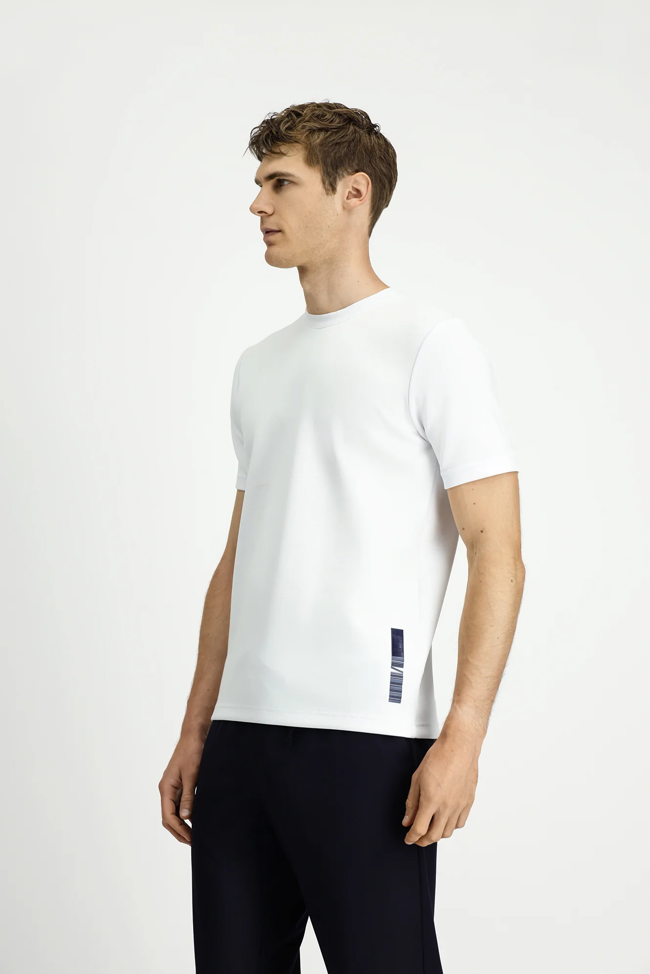 Kırık Beyaz Bisiklet Yaka Regular Fit Baskılı Tişört - Image 3