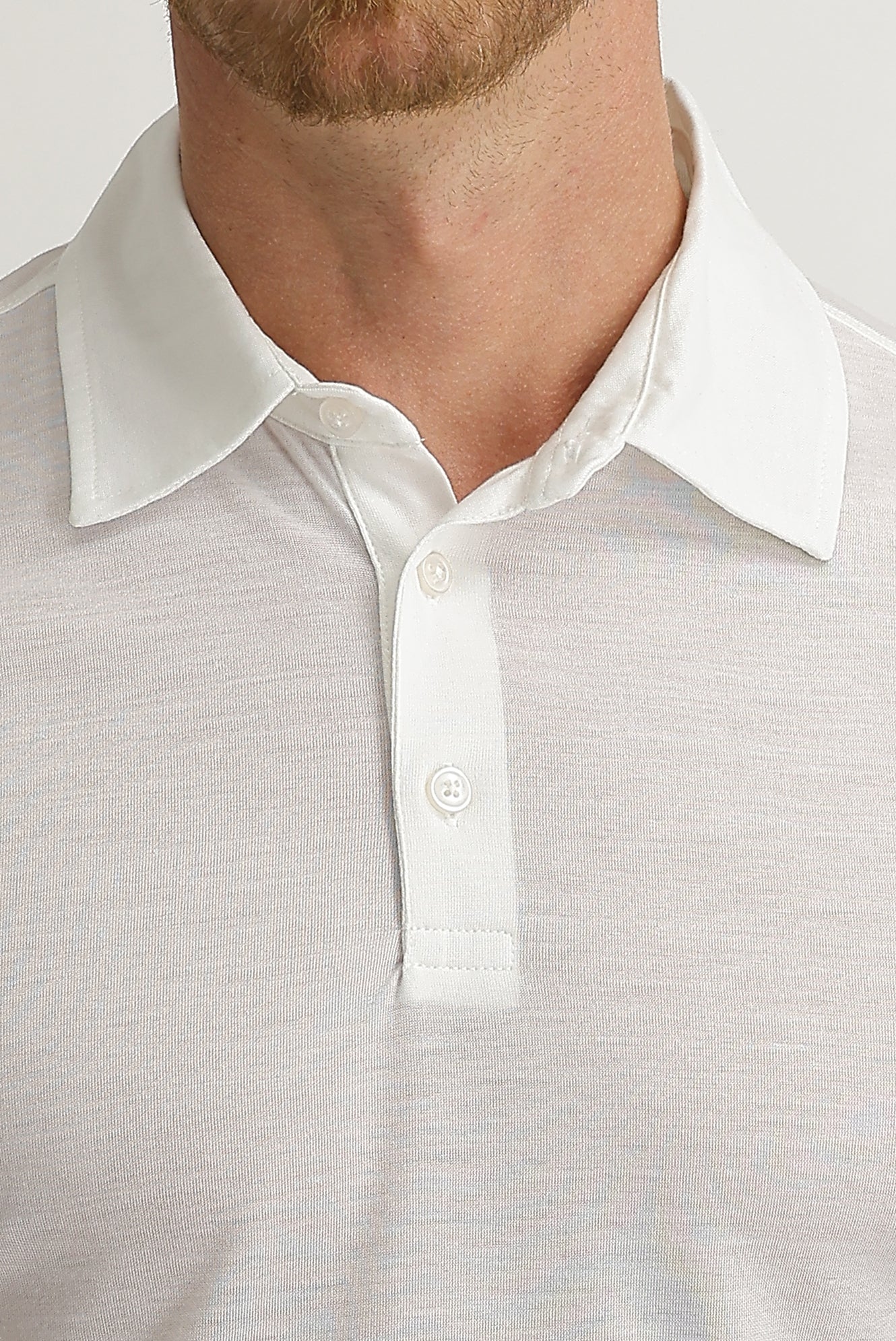 Kırık Beyaz Polo Yaka Slim Fit Dar Kesim Pamuk Tişört - Image 3