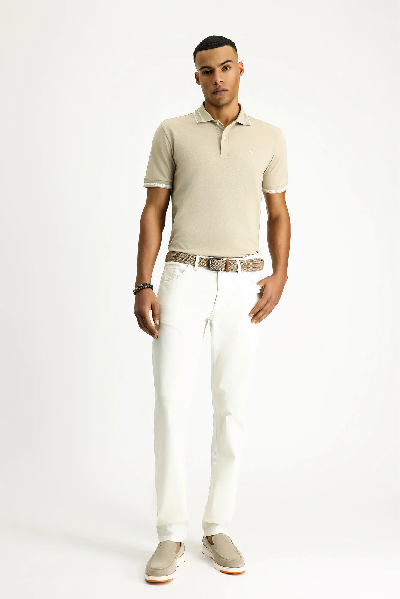 Kırık Beyaz Regular Fit Standart Kesim Likralı Kanvas / Chino Pantolon - Image 4