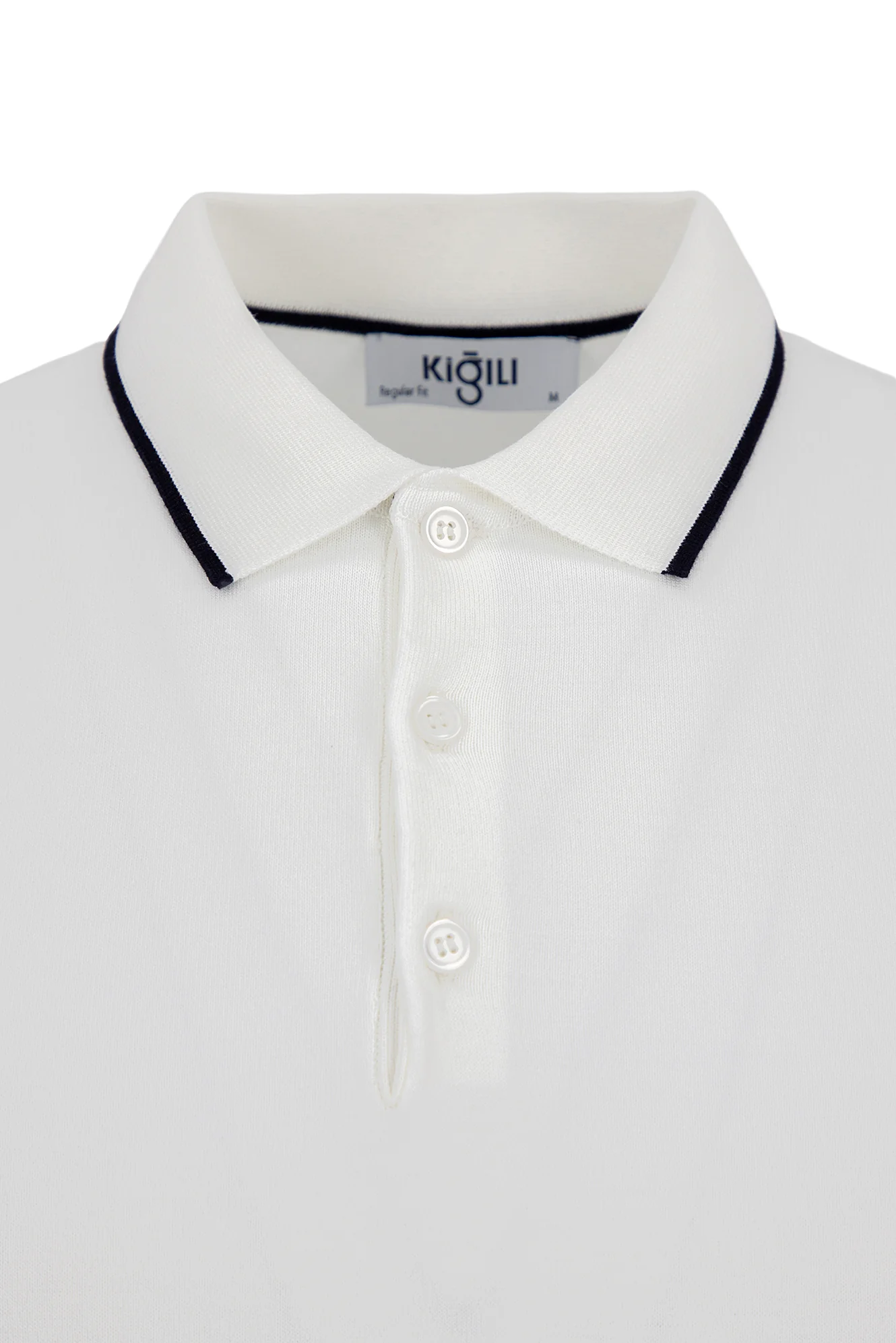 Kırık Beyaz Regular Fit Şerit Detaylı Polo Yaka Örme Tişört - Image 6