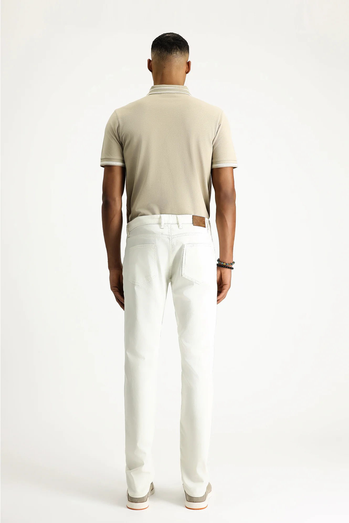 Kırık Beyaz Slim Fit Dar Kesim Likralı Kanvas / Chino Pantolon - Image 6