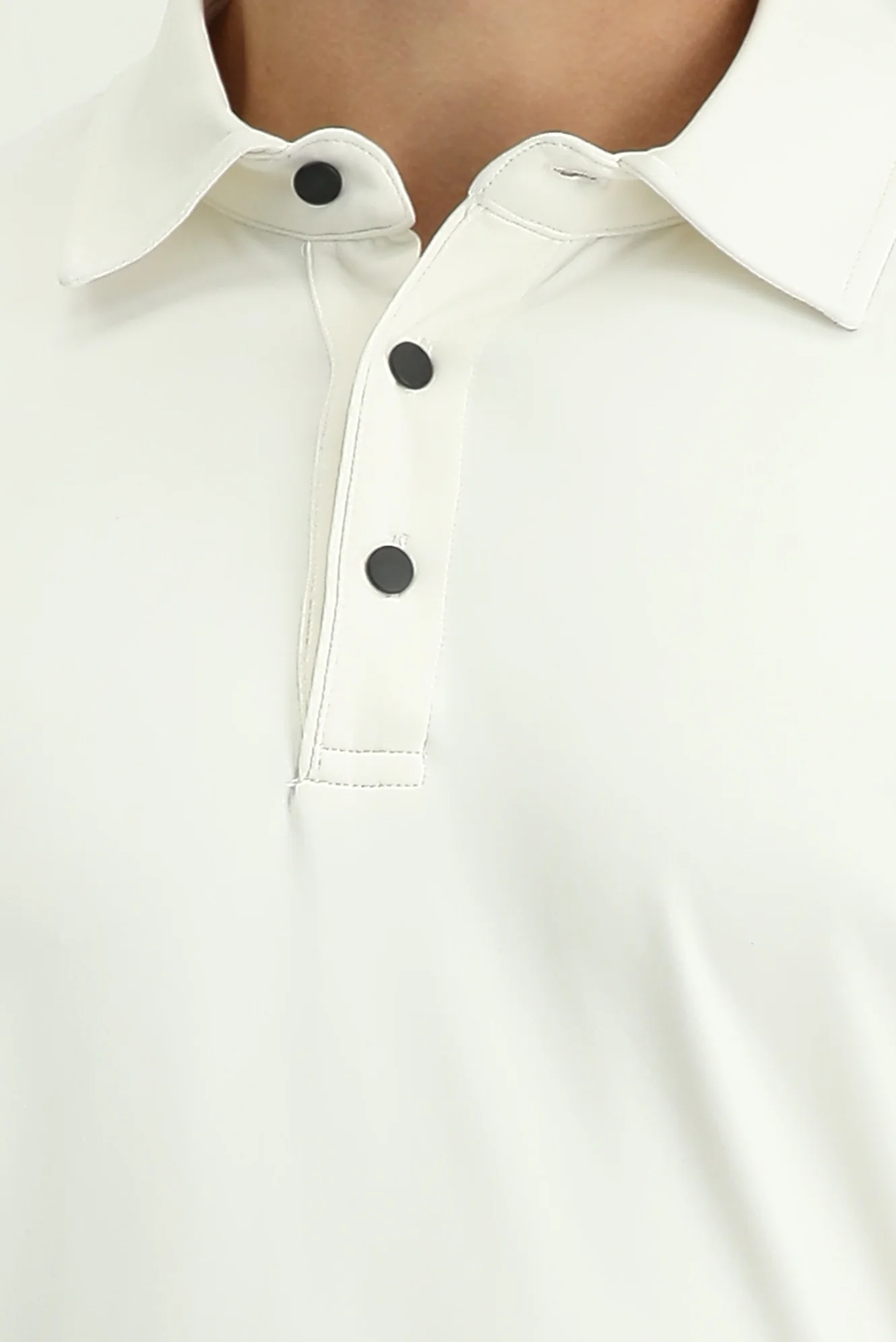 Kırık Beyaz Slim Fit Dar Kesim Likralı Polo Yaka Tişört - Image 5