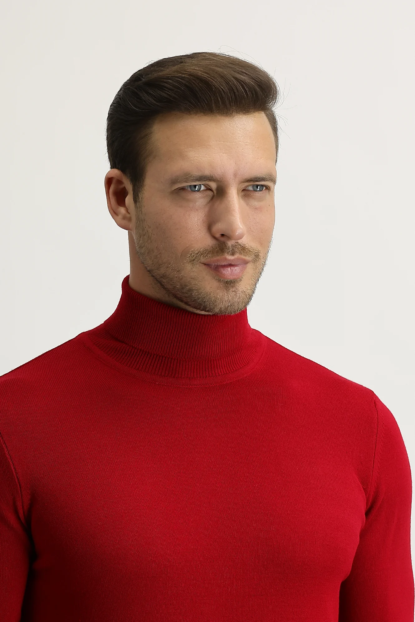 Kırmızı Balıkçı Yaka Regular Fit Triko Kazak