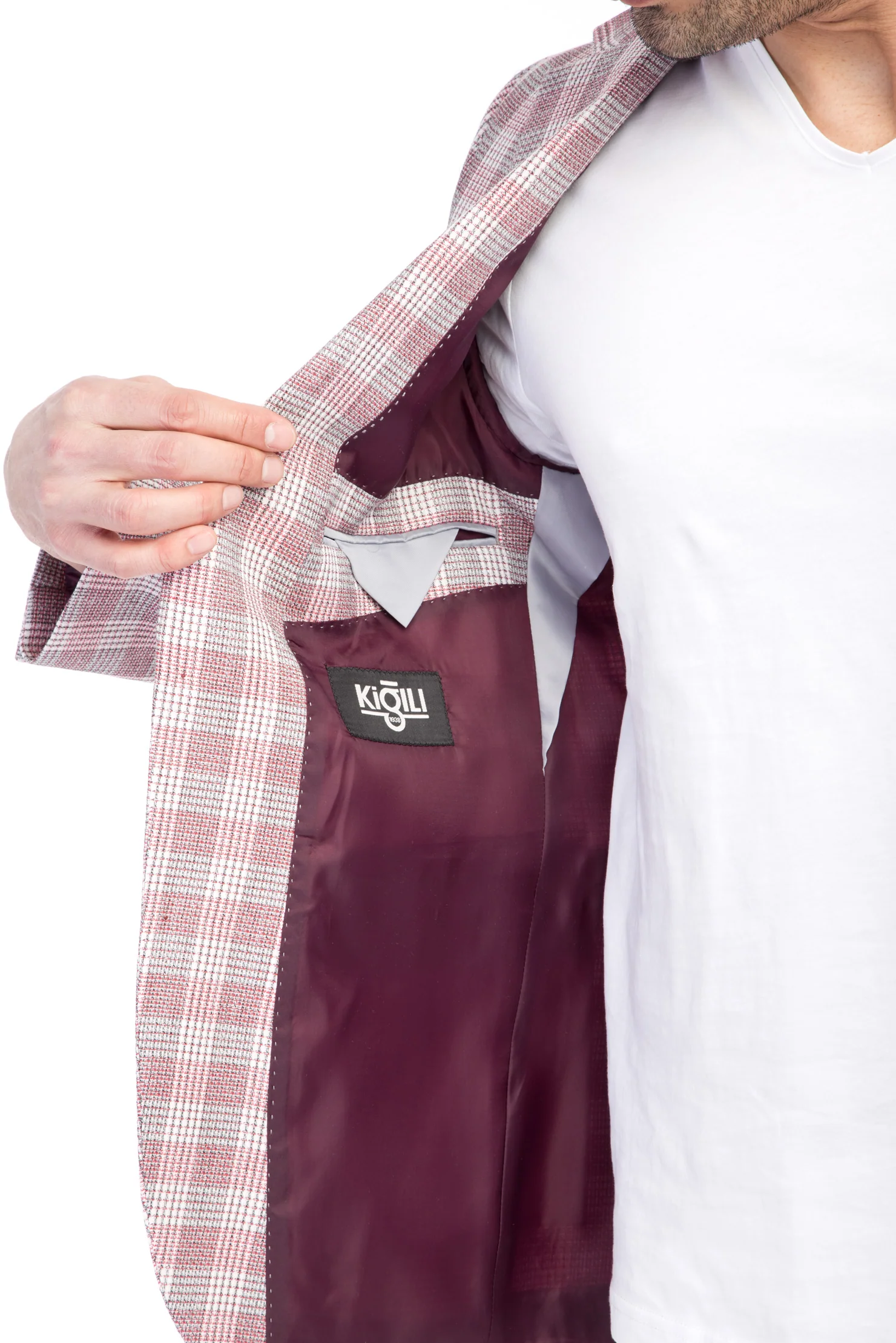 Kırmızı 8 Drop Long Slim Fit Uzun Dar Kesim Ekose Ceket - Image 4