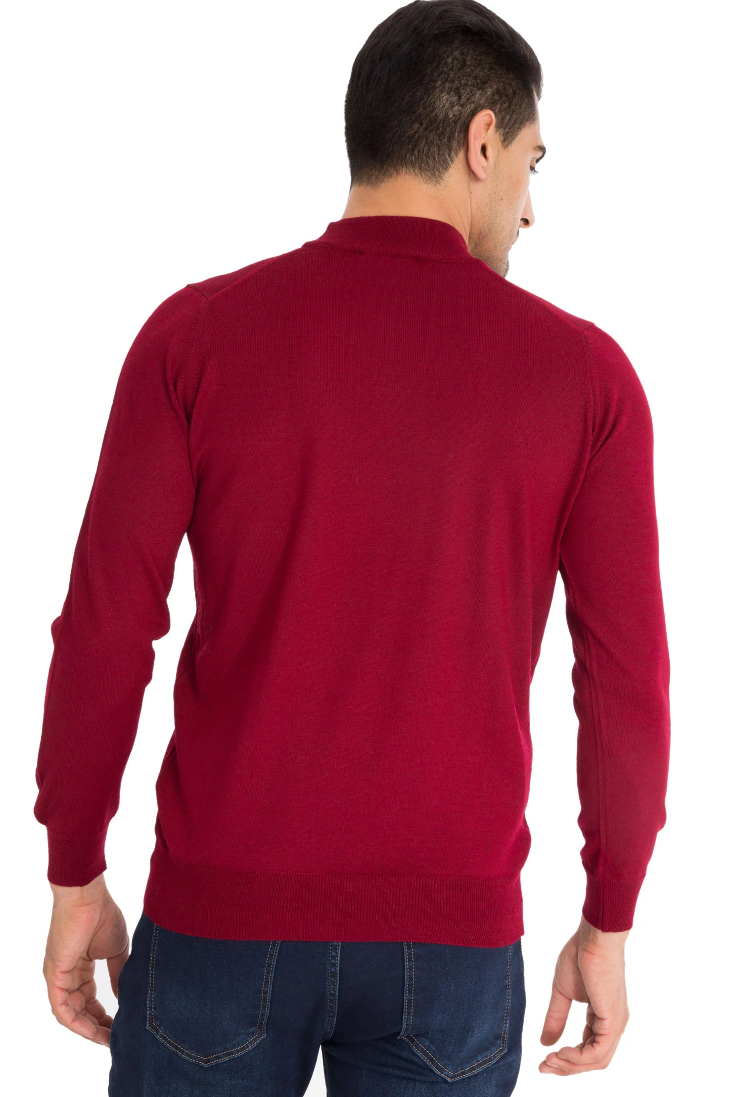 Kırmızı Yarım Balıkçı Yaka Regular Fit Yünlü Triko Kazak - Image 3