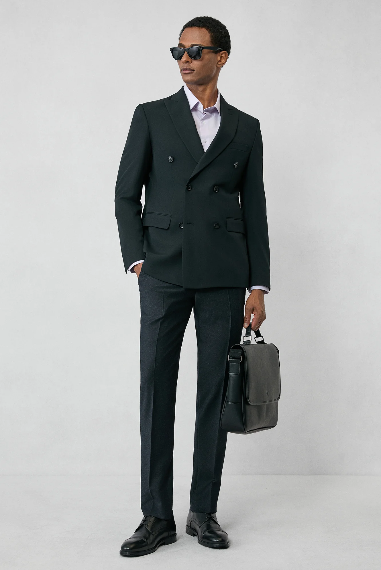 Koyu Antrasit 7 Drop Slim Fit Dar Kesim Yünlü Flanel Klasik Pantolon