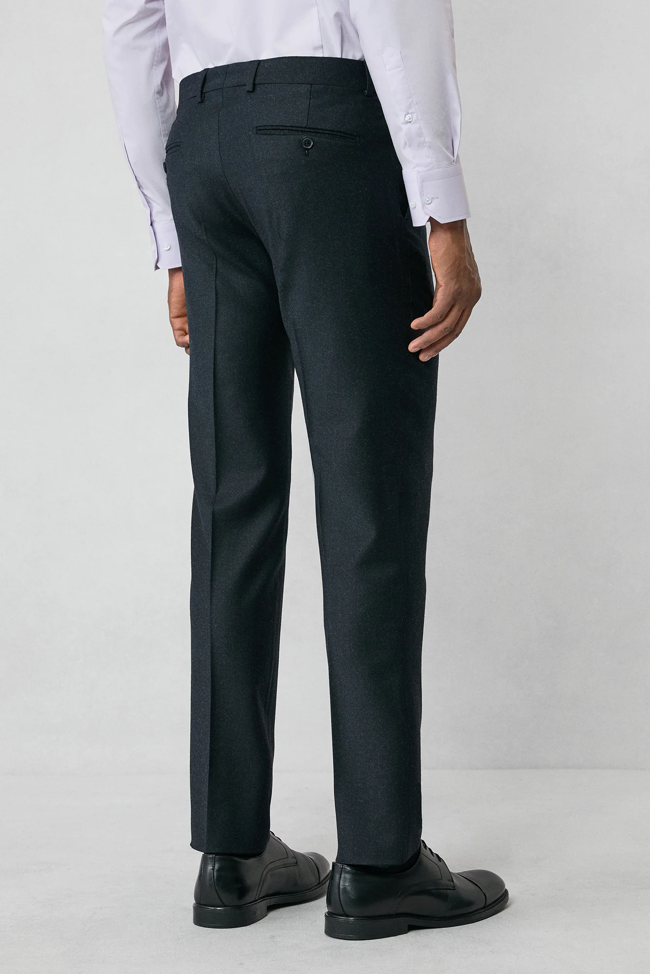 Koyu Antrasit 7 Drop Slim Fit Dar Kesim Yünlü Flanel Klasik Pantolon - Image 5