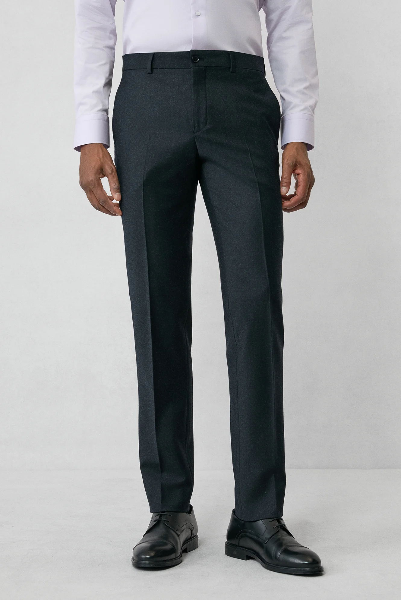 Koyu Antrasit 6 Drop Regular Fit Standart Kesim Yünlü Flanel Klasik Pantolon - Image 2