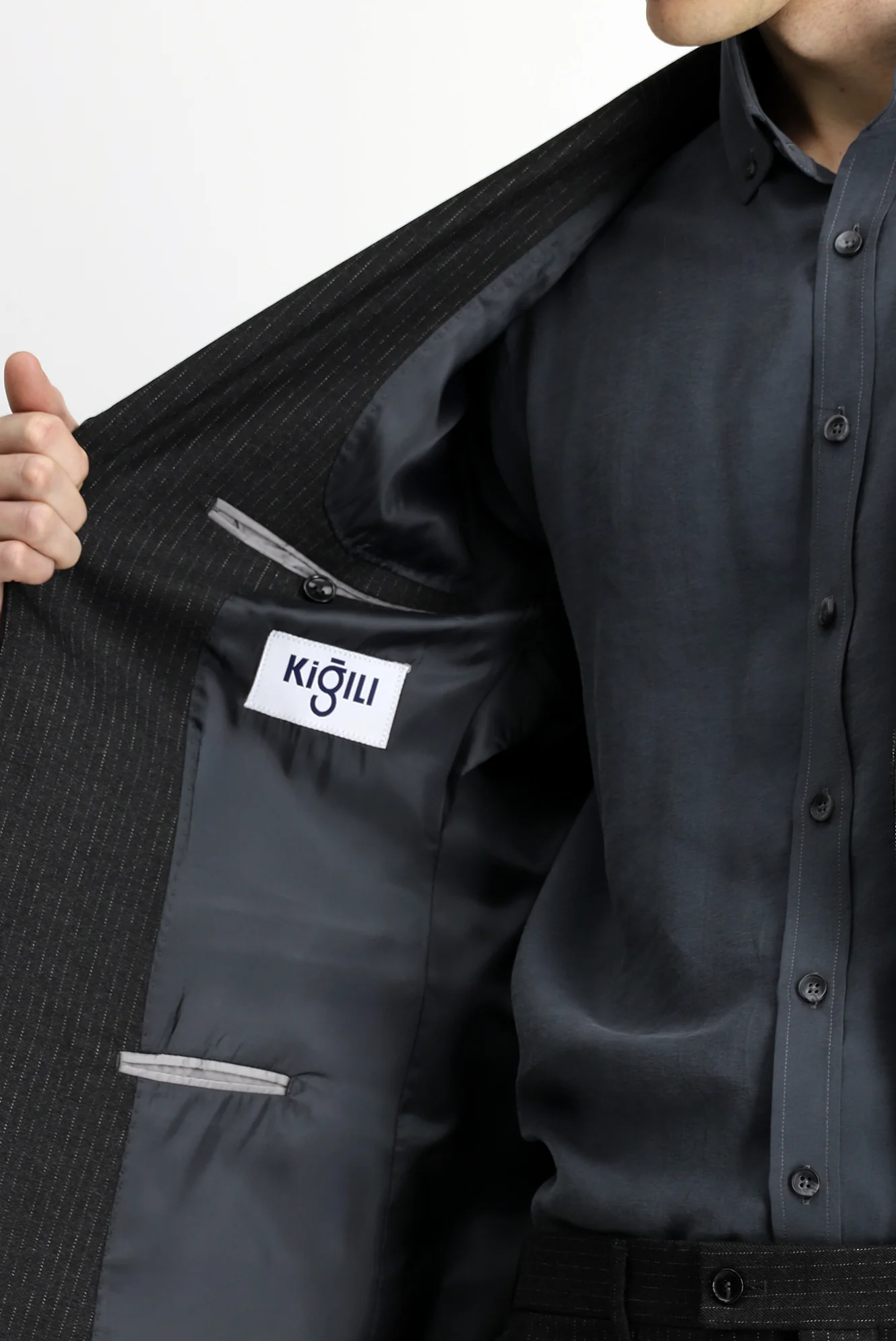 Koyu Antrasit 6 Drop Regular Fit Standart Kesim Çizgili Takım Elbise - Image 7