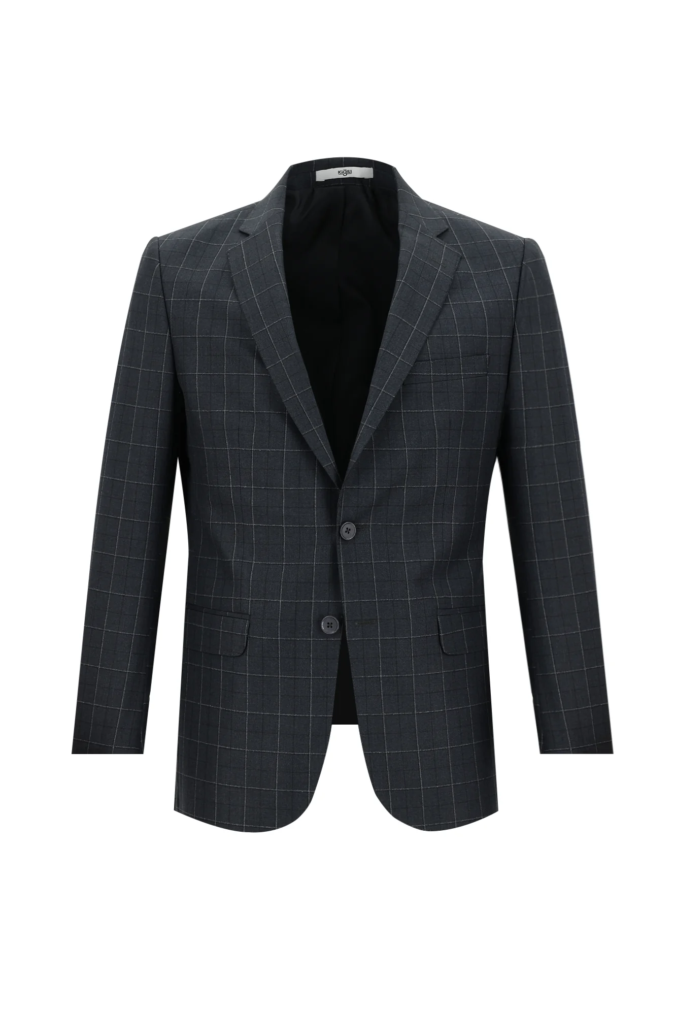 Koyu Antrasit 6 Drop Regular Fit Standart Kesim Kareli Takım Elbise - Image 2