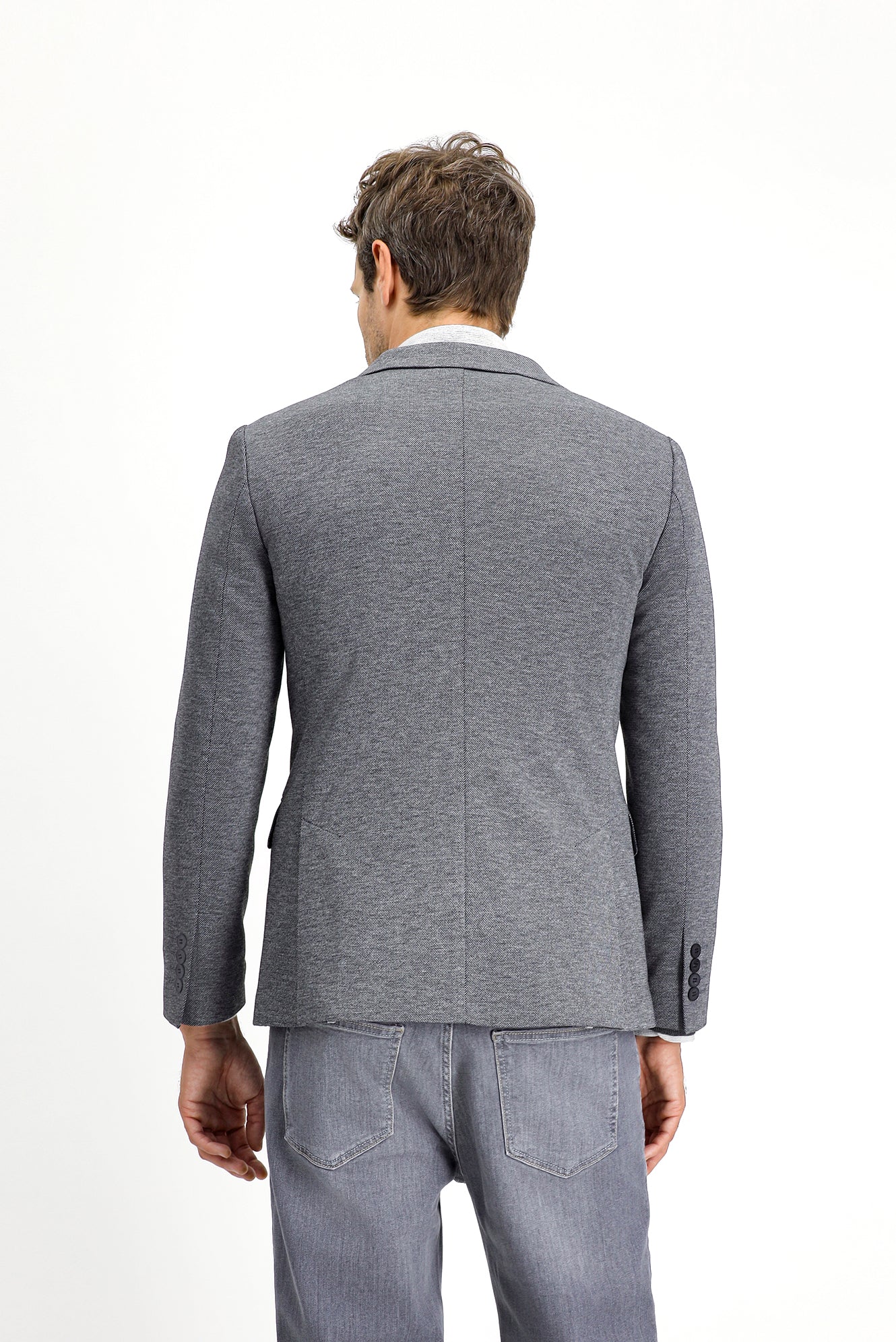 Koyu Antrasit 6 Drop Regular Fit Standart Kesim Klasik Desenli Örme Ceket - Image 4