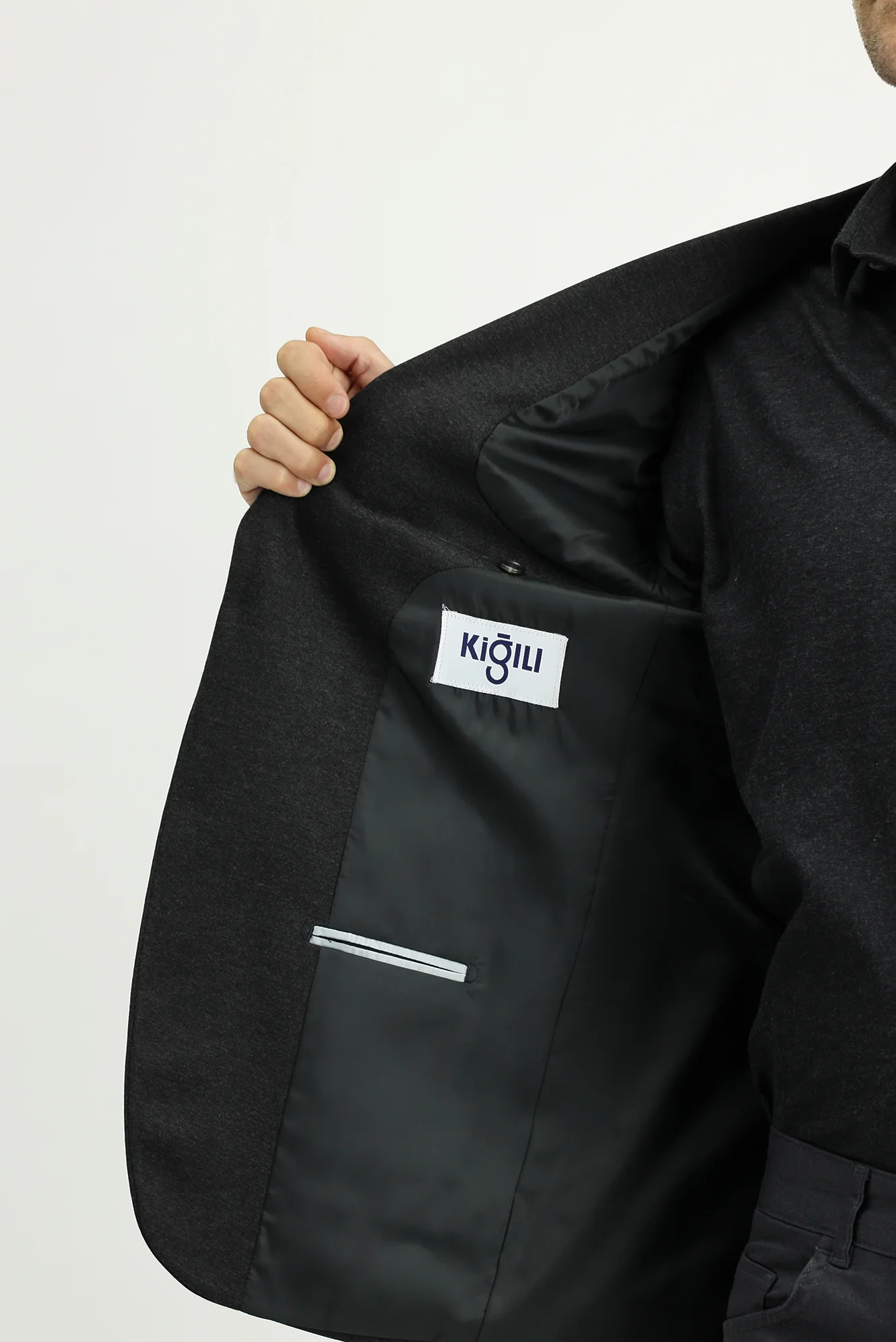 Koyu Antrasit 6 Drop Regular Fit Standart Kesim Klasik Desenli Örme Ceket - Image 5