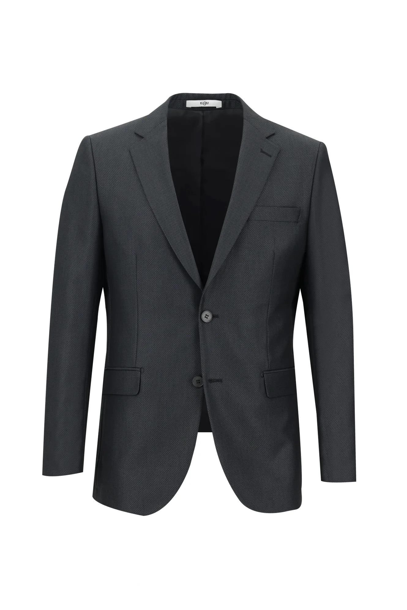 Koyu Antrasit 6 Drop Regular Fit Standart Kesim Desenli Takım Elbise - Image 2