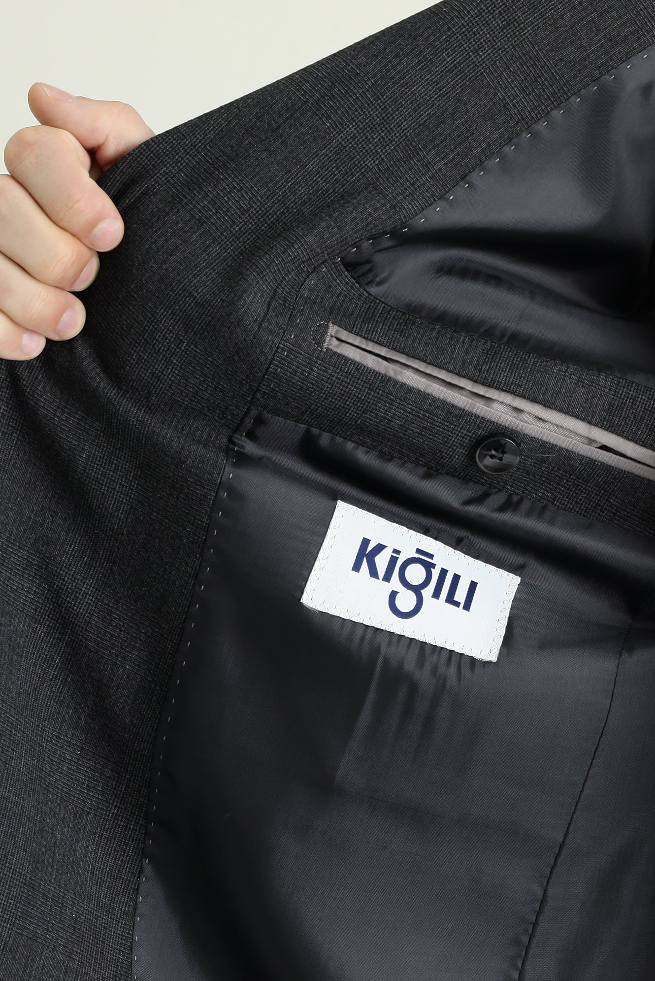 Koyu Antrasit 6 Drop Regular Fit Standart Kesim Klasik Ekose Gofre Ceket - Image 6