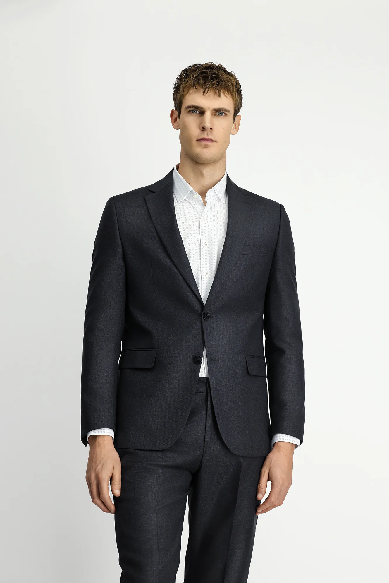 Koyu Antrasit 6 Drop Regular Fit Standart Kesim Desenli Beli Lastikli Takım Elbise - Image 4