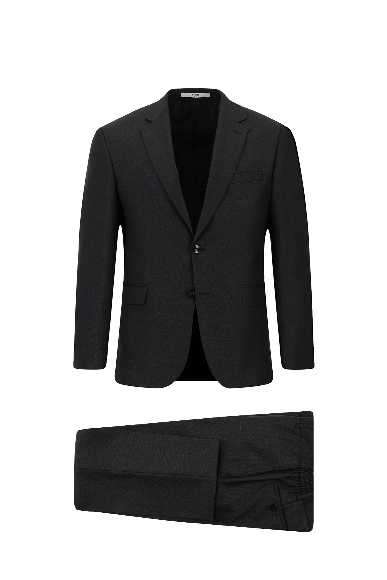 Koyu Antrasit 6 Drop Regular Fit Standart Kesim Desenli Beli Lastikli Takım Elbise - Image 7