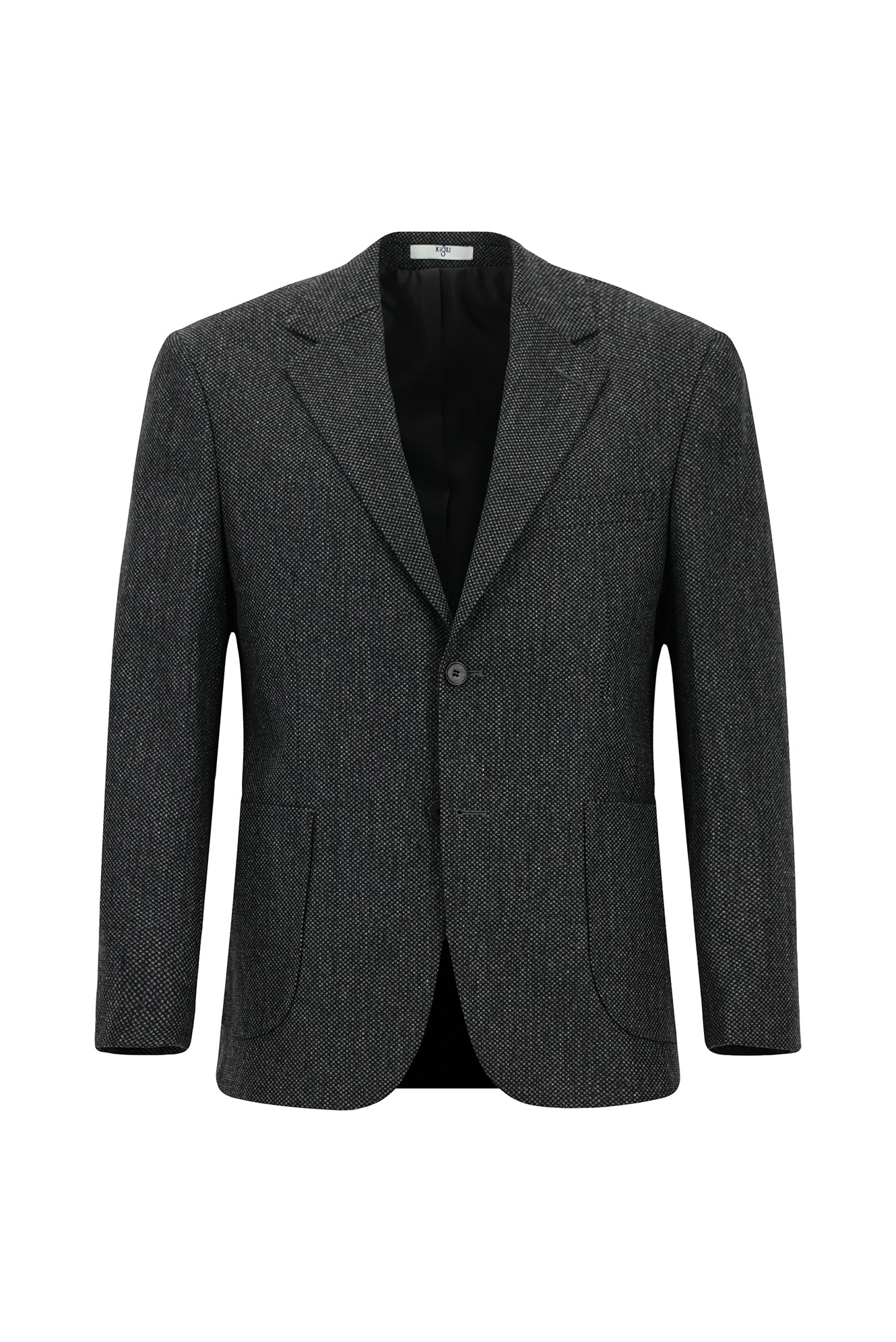 Koyu Antrasit 4 Drop Relaxed Fit Rahat Kesim Desenli Yünlü Ceket