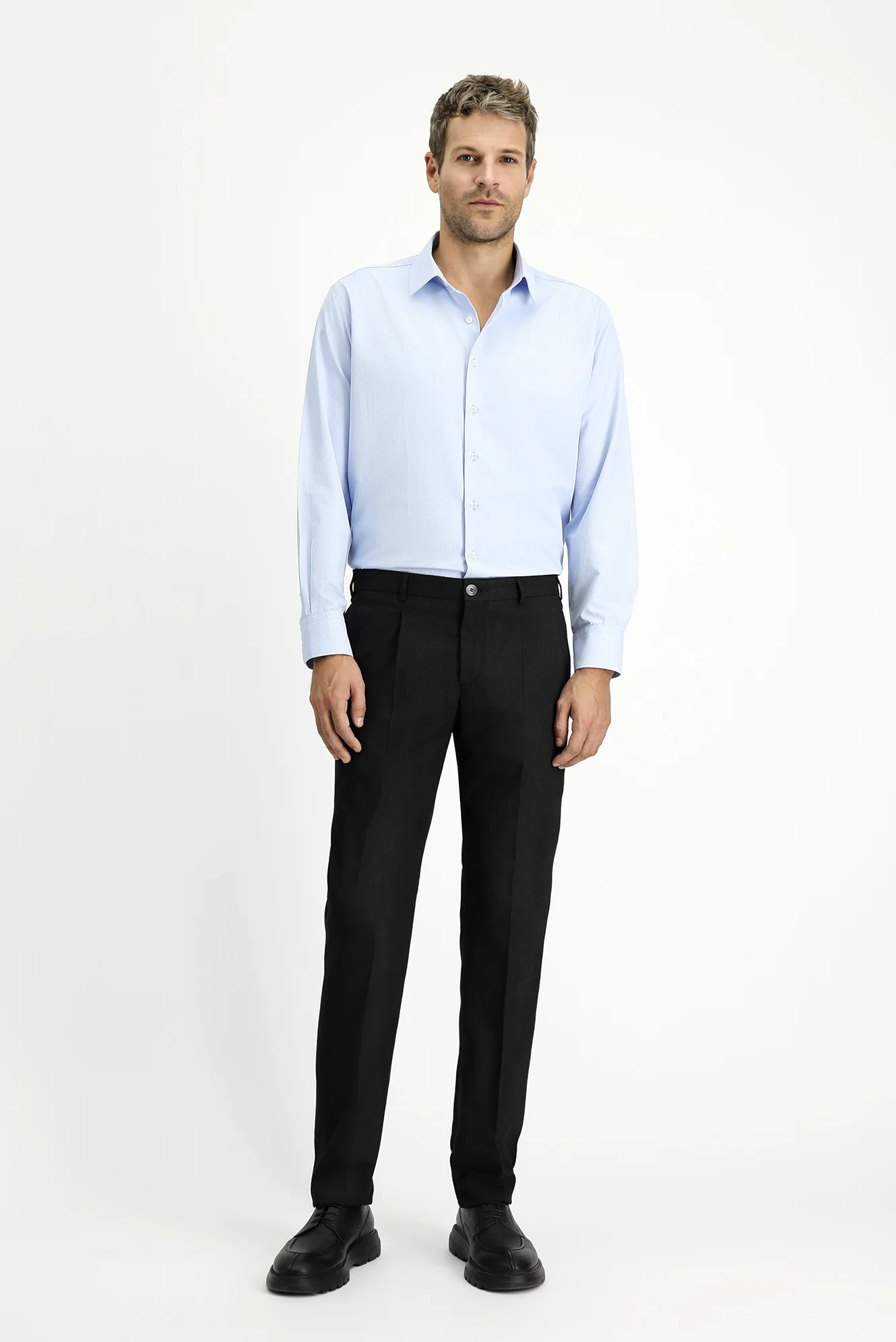 Koyu Antrasit 6 Drop Regular Fit Standart Kesim Likralı Pileli Klasik Kumaş Pantolon - Image 2