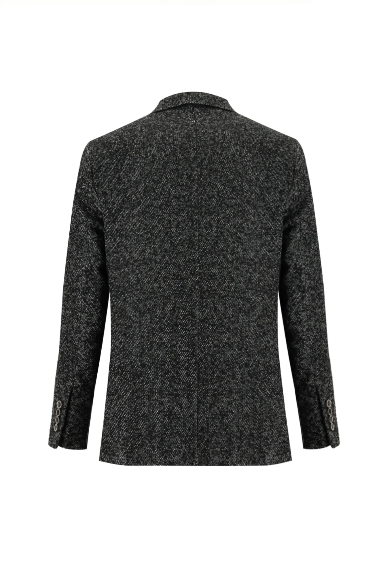 Koyu Antrasit 4 Drop Relaxed Fit Rahat Kesim Desenli Yünlü Ceket - Image 2