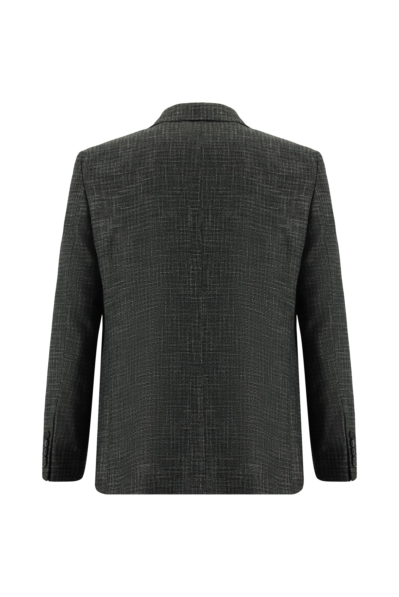 Koyu Antrasit 4 Drop Relaxed Fit Rahat Kesim Ekose Keten Karışımlı Ceket - Image 2