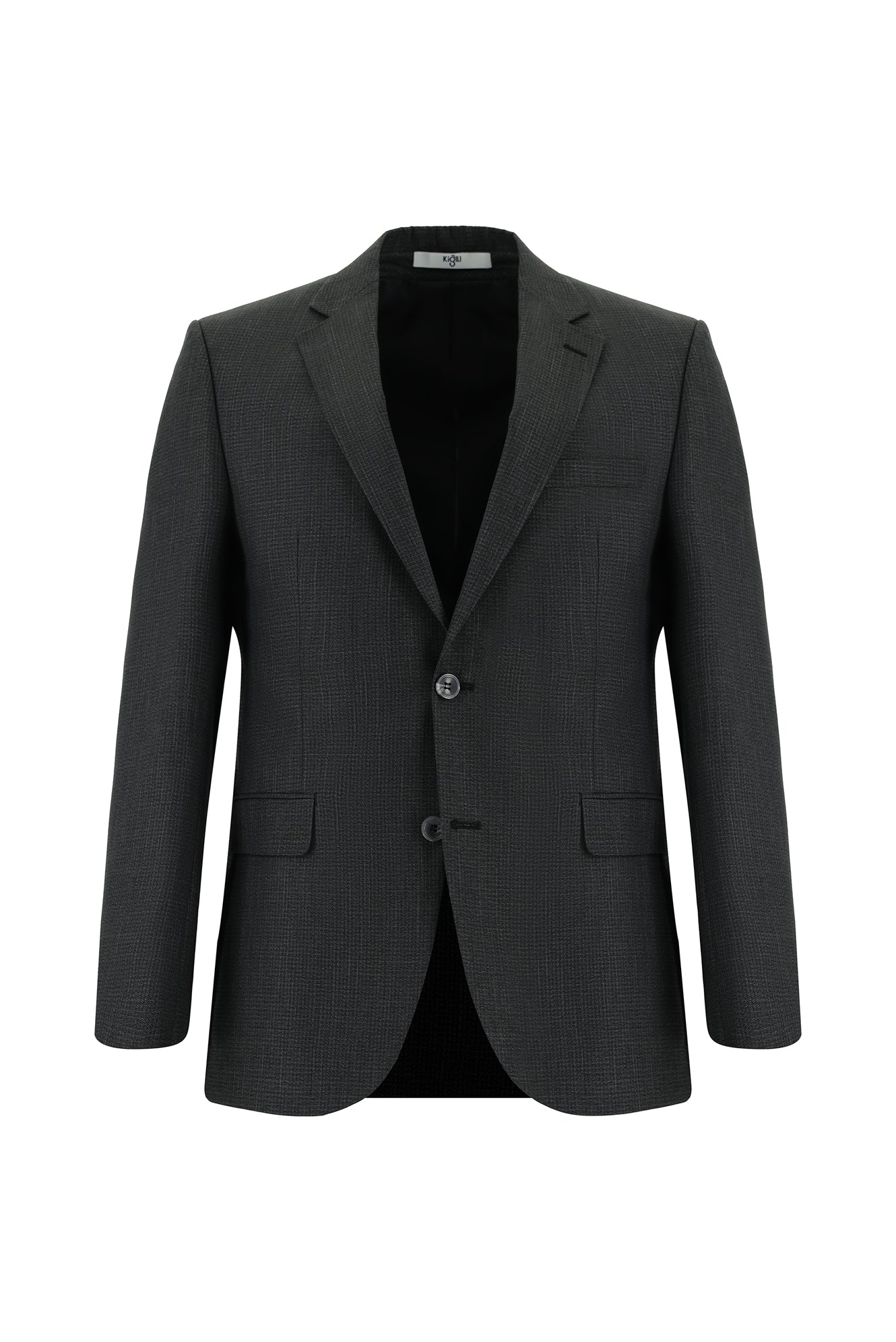 Koyu Antrasit 4 Drop Relaxed Fit Rahat Kesim Desenli Takım Elbise - Image 2