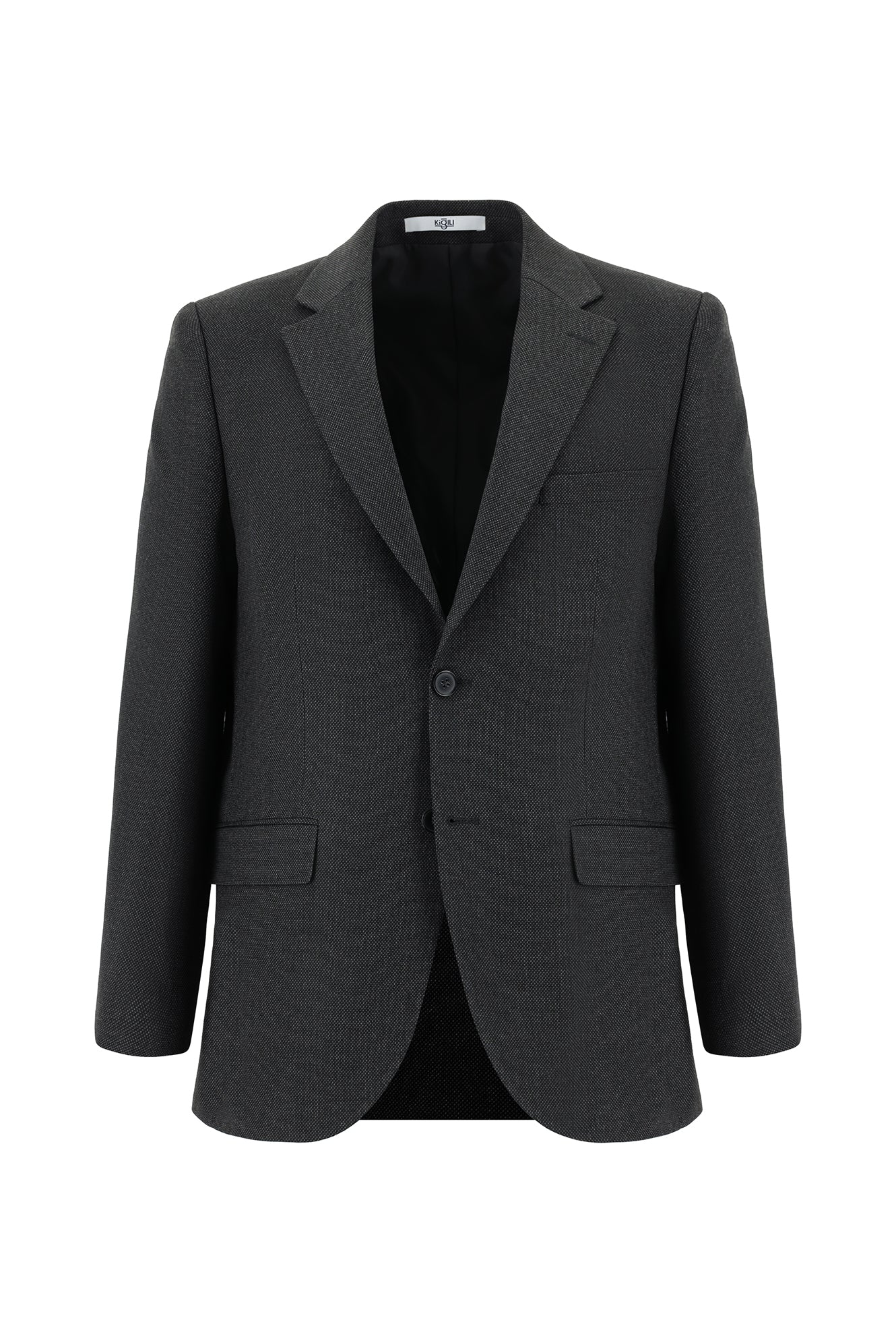 Koyu Antrasit 4 Drop Relaxed Fit Rahat Kesim Desenli Takım Elbise - Image 2
