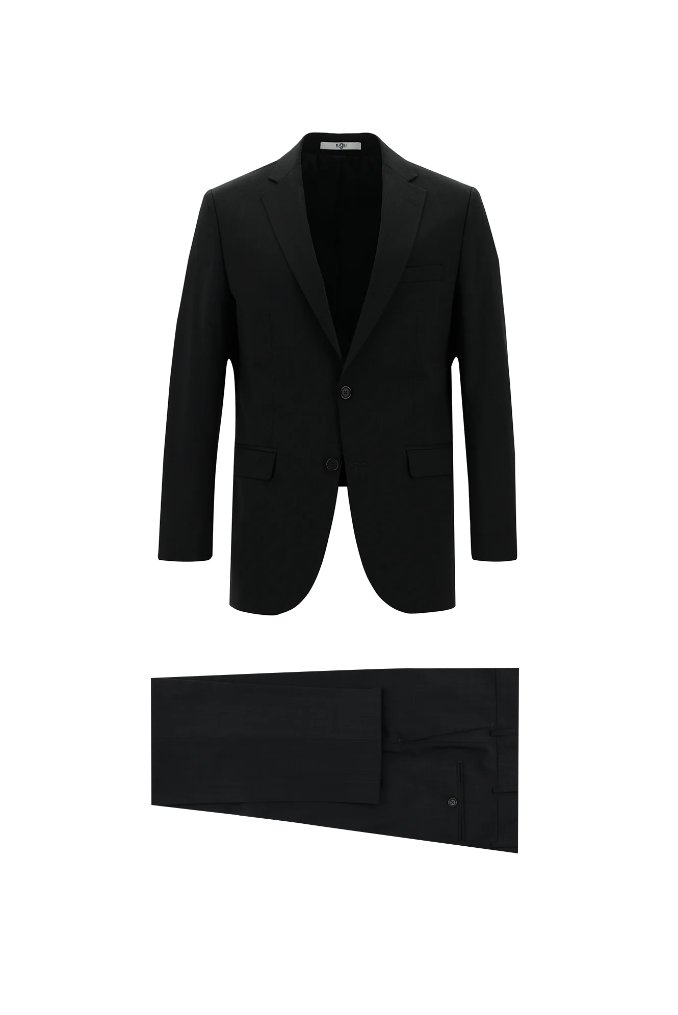 Koyu Antrasit 4 Drop Relaxed Fit Rahat Kesim Yünlü Desenli Takım Elbise