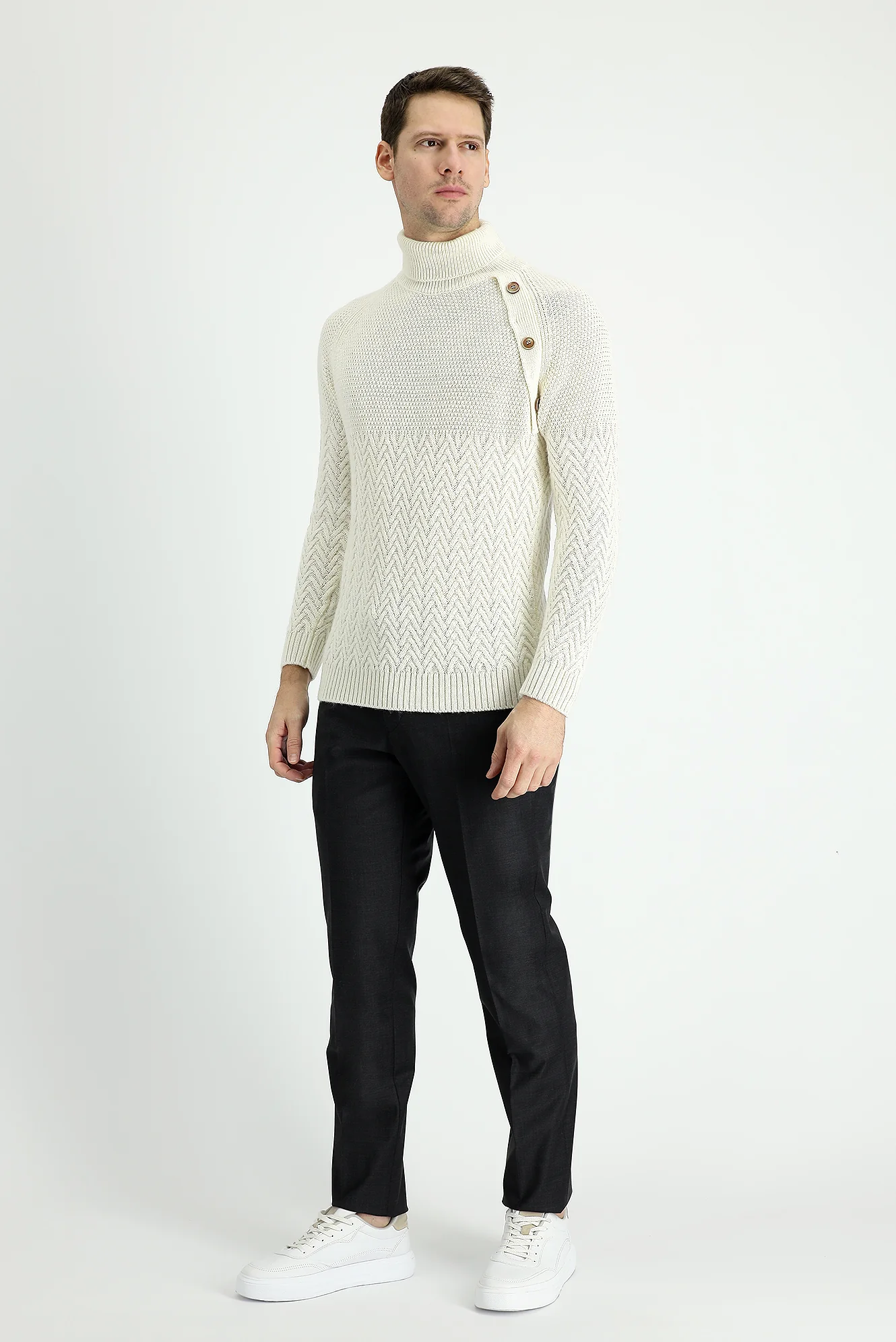Koyu Antrasit 4 Drop Relaxed Fit Rahat Kesim Yünlü Klasik Kumaş Pantolon