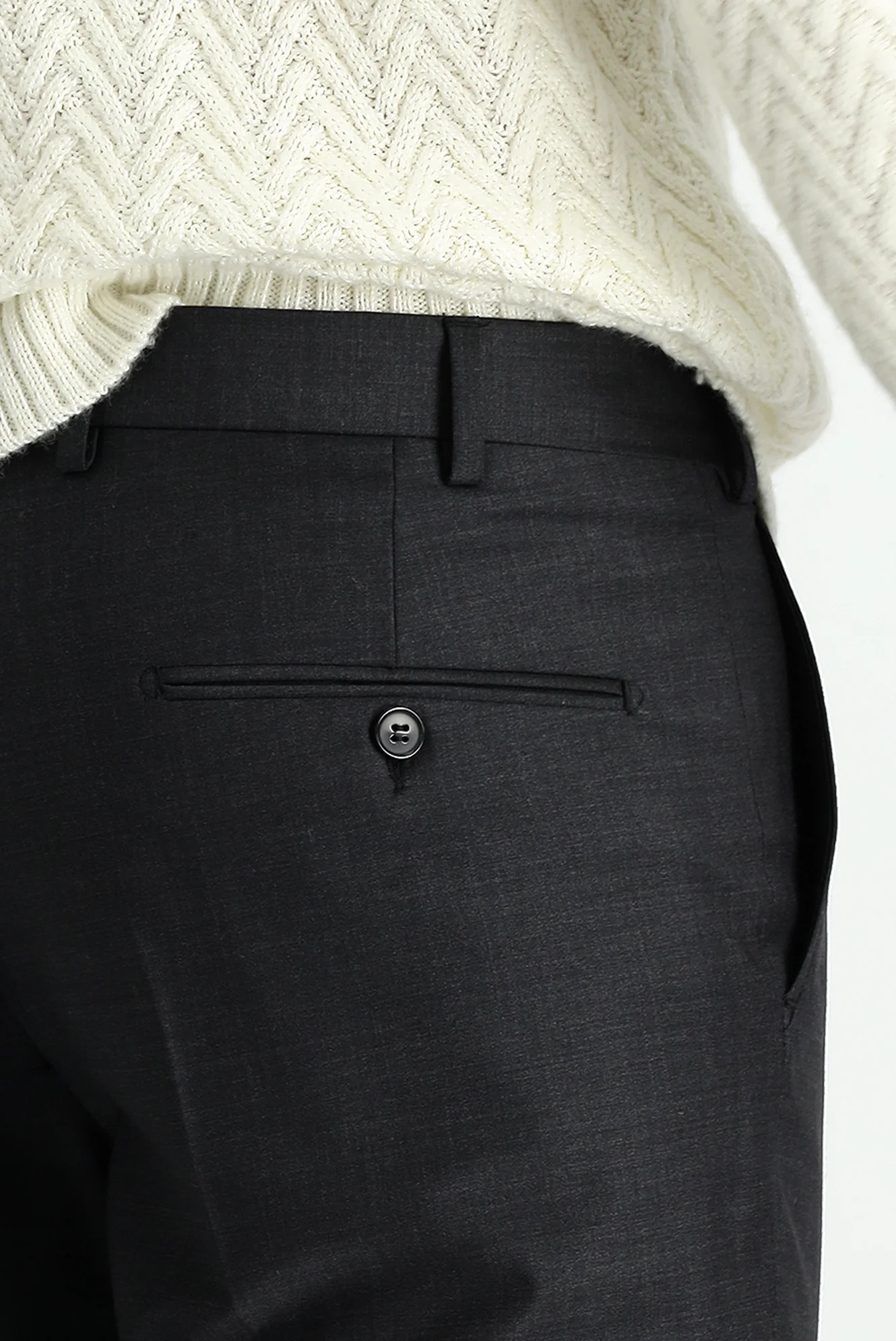 Koyu Antrasit 4 Drop Relaxed Fit Rahat Kesim Yünlü Klasik Kumaş Pantolon - Image 4