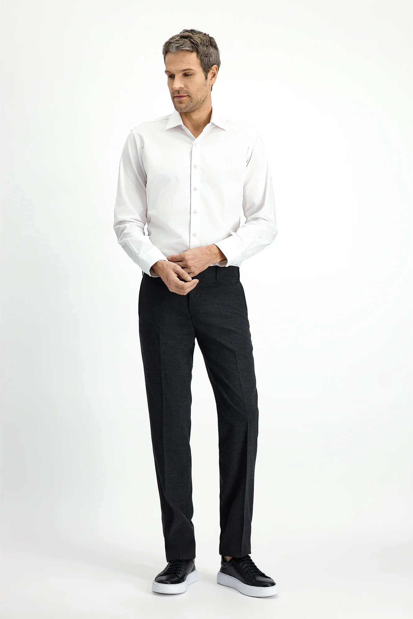 Koyu Antrasit 4 Drop Relaxed Fit Rahat Kesim Yünlü Klasik Kumaş Pantolon - Image 3