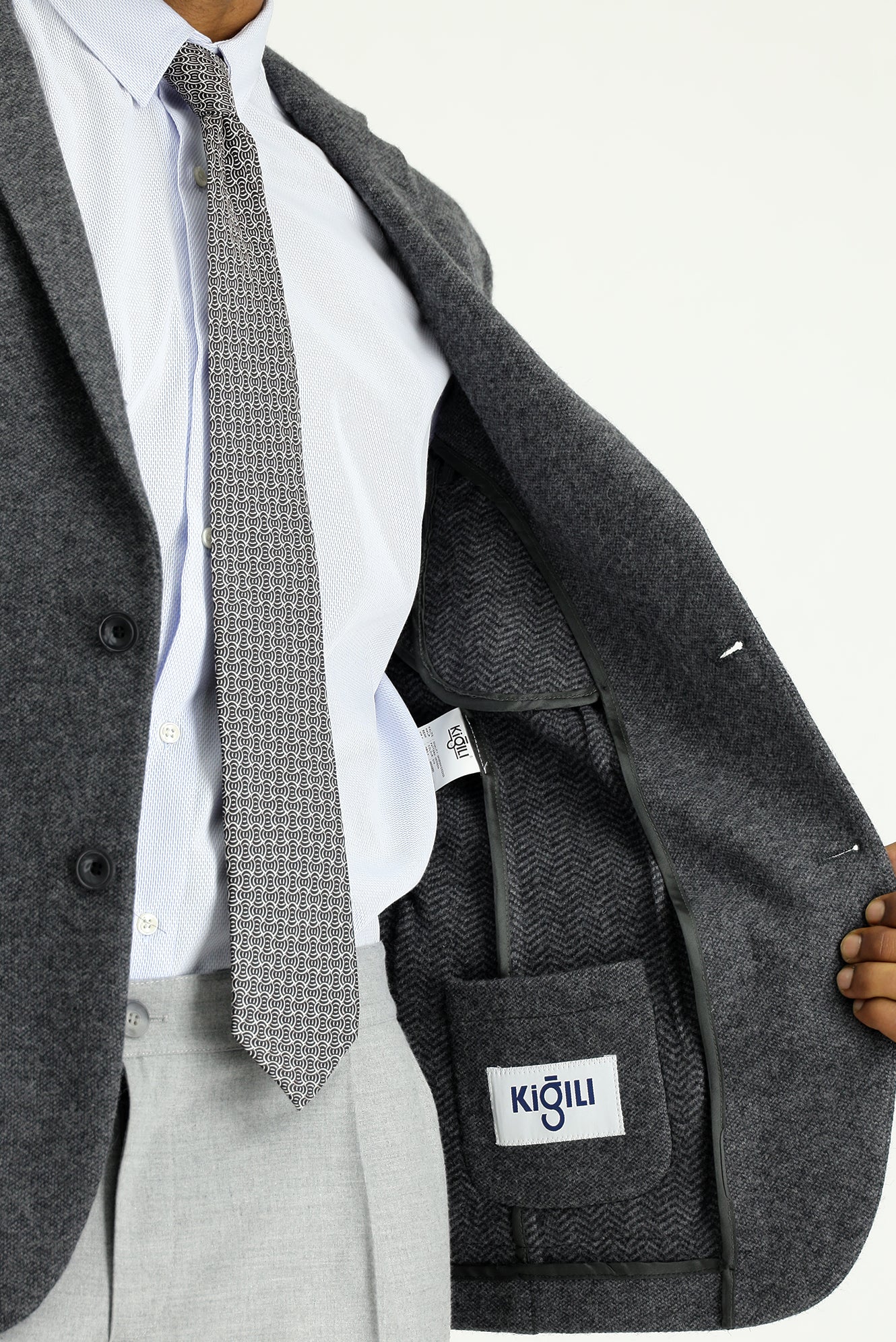 Koyu Antrasit 4 Drop Relaxed Fit Rahat Kesim Yünlü Spor Ceket - Image 5