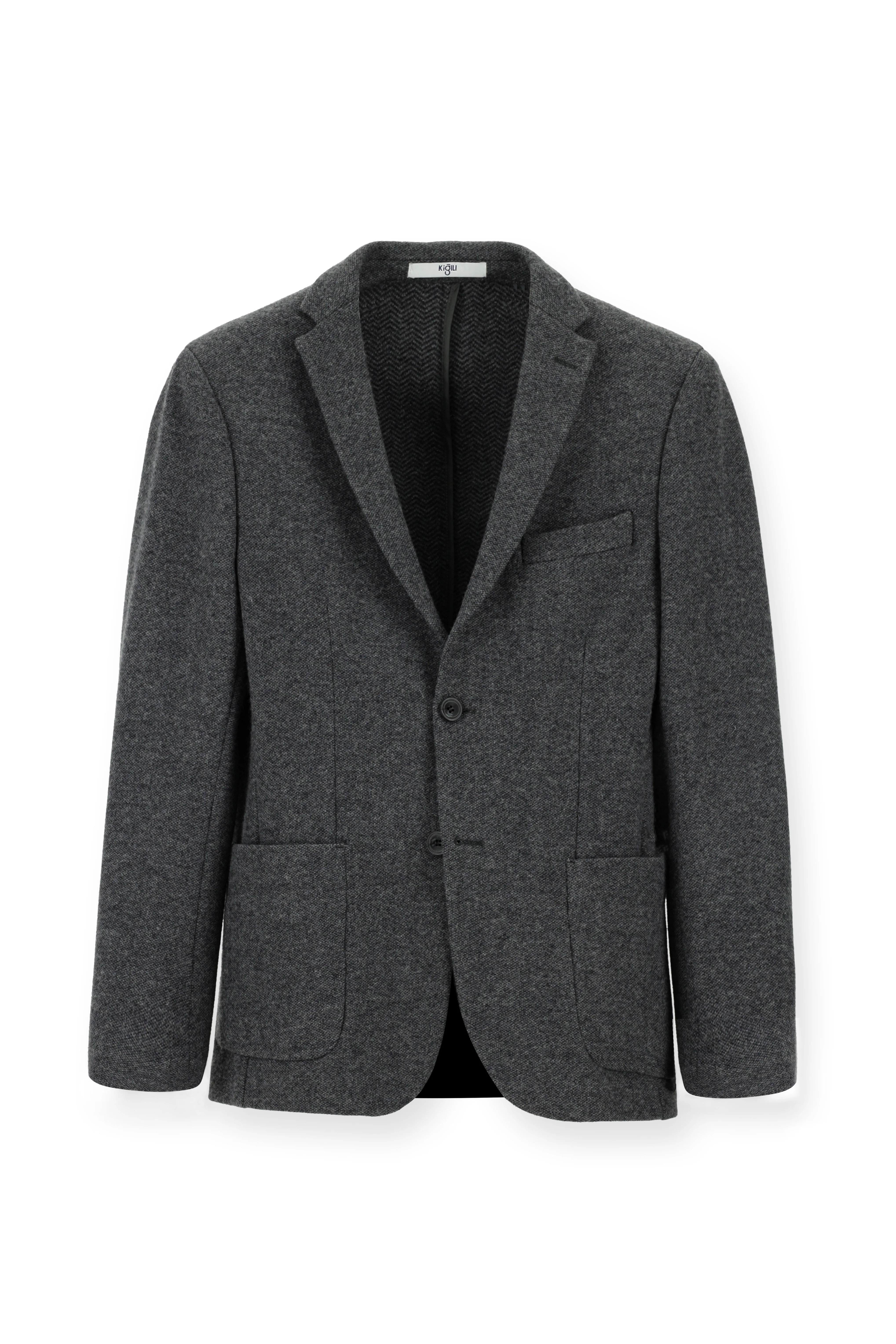 Koyu Antrasit 4 Drop Relaxed Fit Rahat Kesim Yünlü Spor Ceket - Image 6