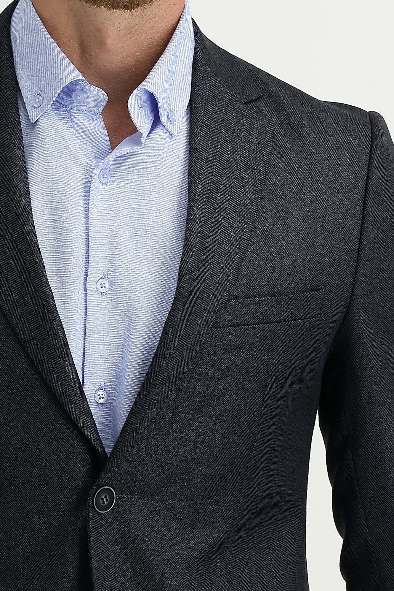 Koyu Antrasit 7 Drop Slim Fit Dar Kesim Balık Sırtı Ceket - Image 3